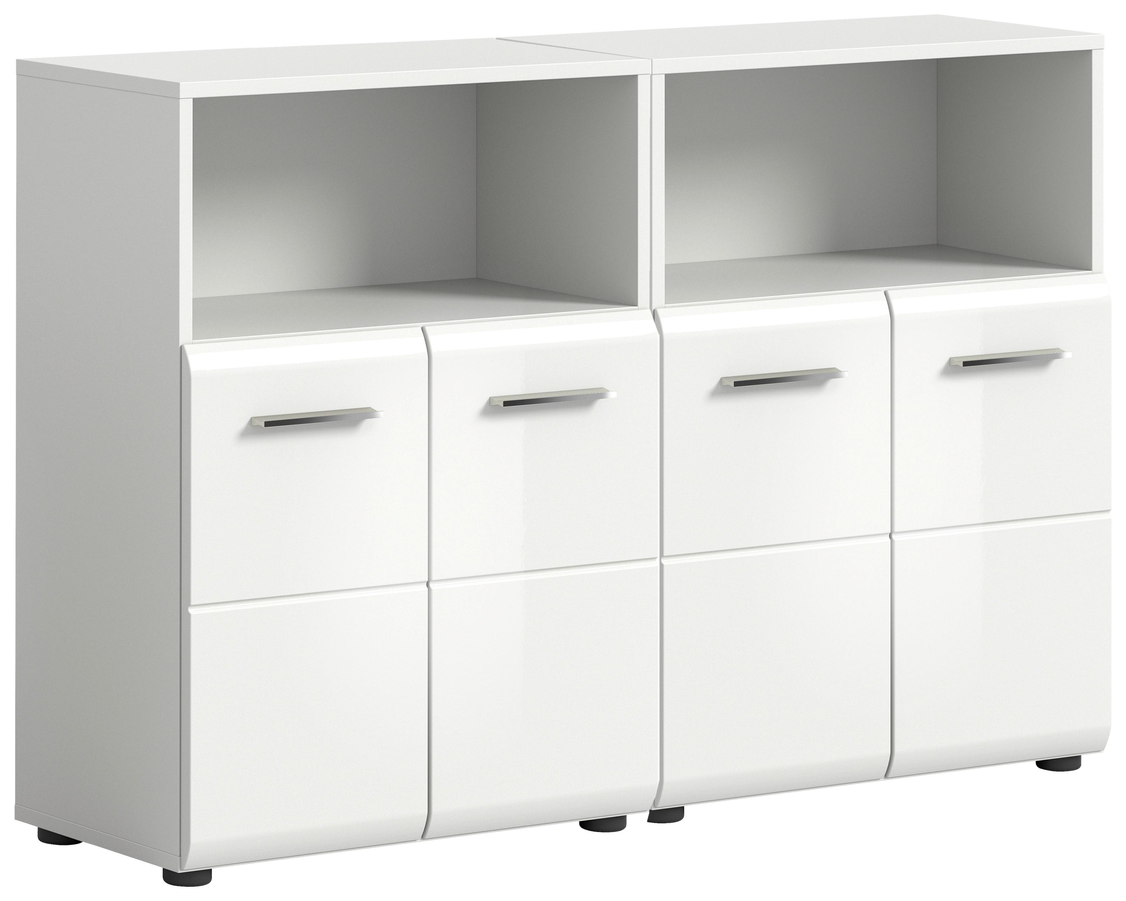 Midischrank Ice Weiß Hg B: 120 Cm - Weiß Hochglanz/Schwarz, MODERN, Holzwerkstoff (120/80/30cm) - MID.YOU