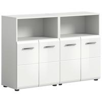 Midischrank Ice Weiß Hg B: 120 Cm - Weiß Hochglanz/Schwarz, MODERN, Holzwerkstoff (120/80/30cm) - MID.YOU