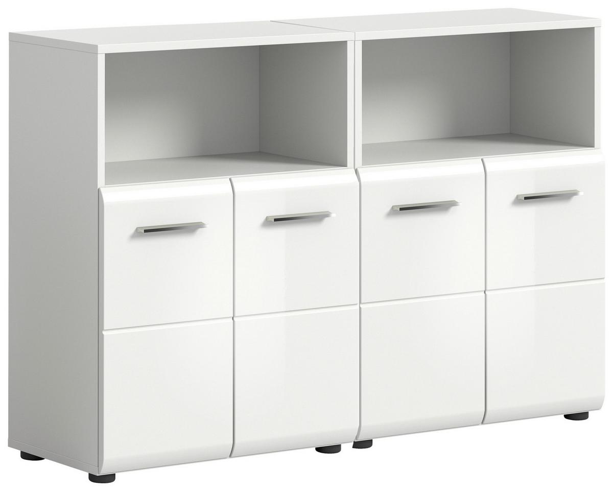 Midischrank Ice Weiß Hg B: 120 Cm - Weiß Hochglanz/Schwarz, MODERN, Holzwerkstoff (120/80/30cm) - MID.YOU