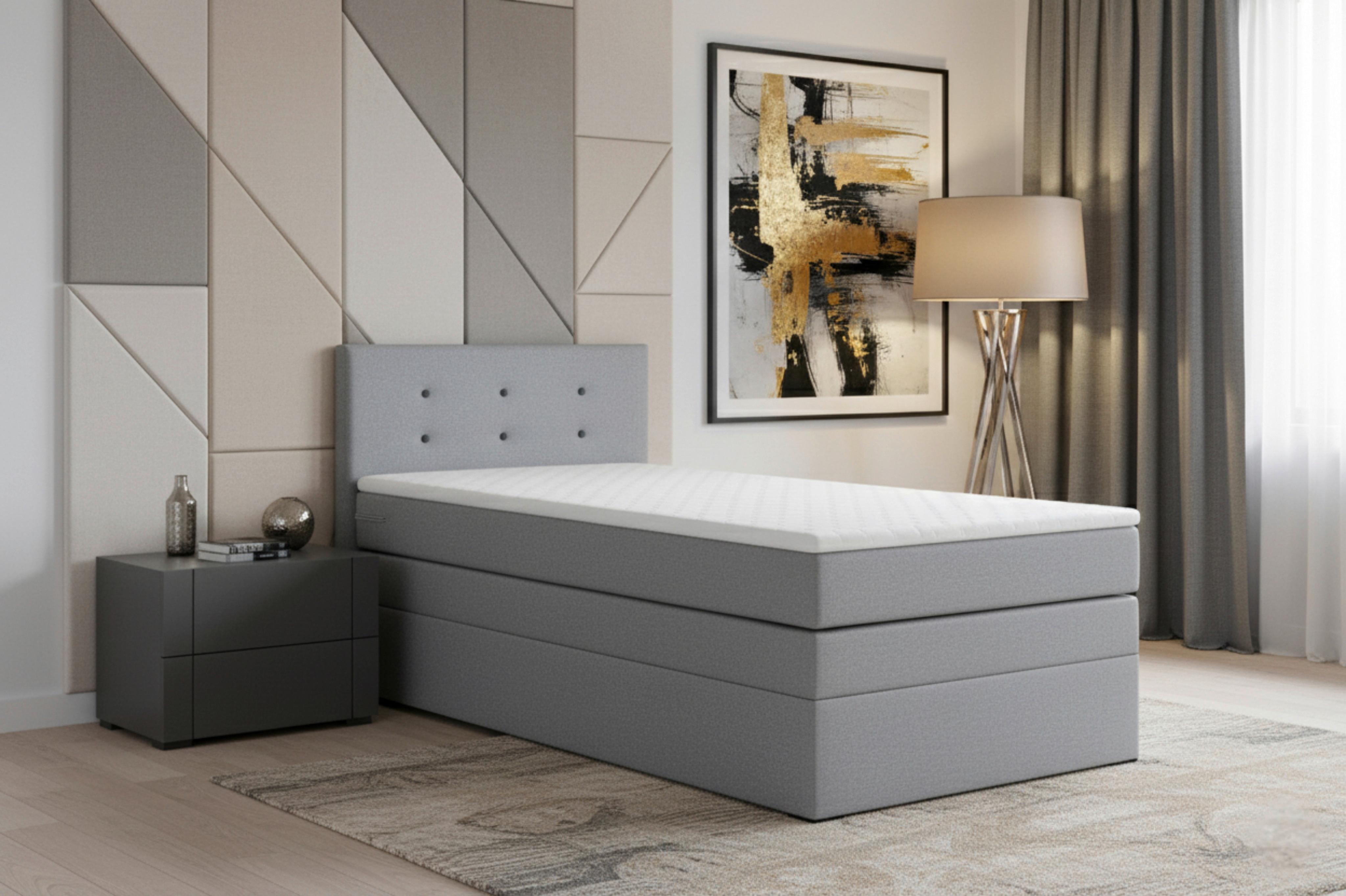 Boxspringbett Siam 2 90x200 Silber - Silberfarben/Schwarz, MODERN, Holzwerkstoff/Textil (90/200cm) - MID.YOU