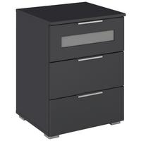 Éjjeliszekrény Mars 3 Fiók - szürke/átlátszó, Konventionell, faalapú anyag/Üveg (47/62/42cm)