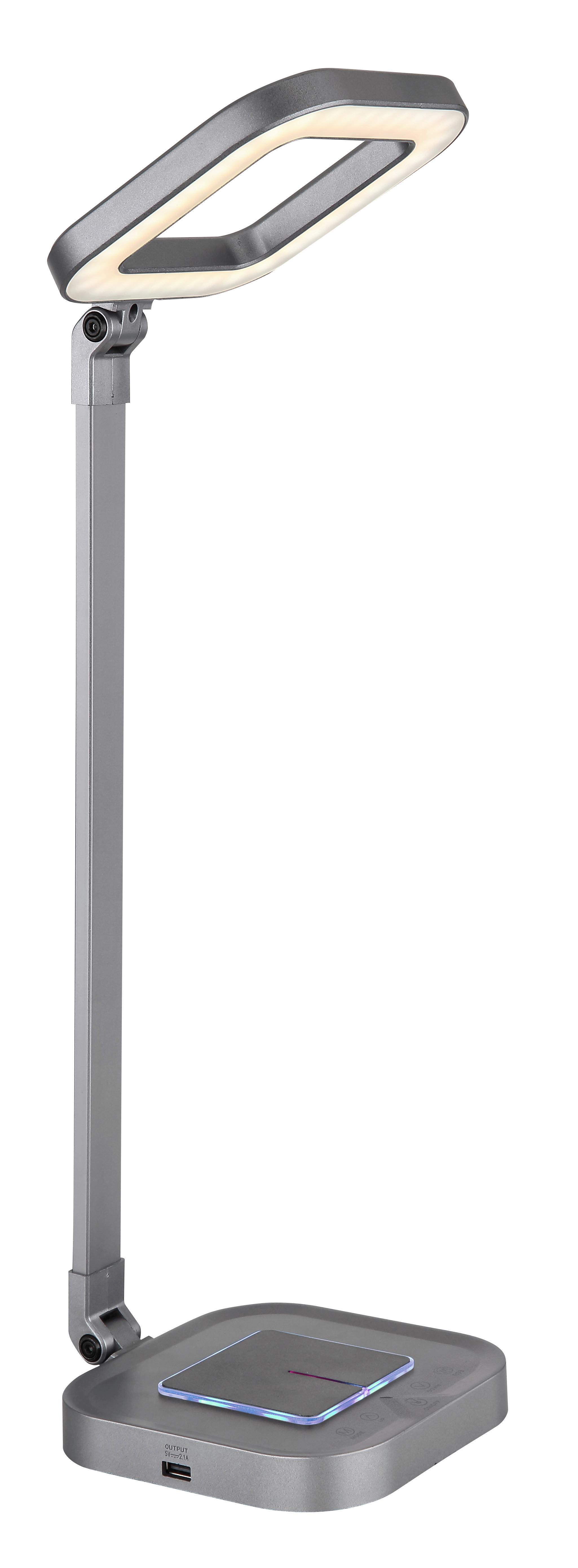 LED-Schreibtischleuchte Monaco - Weiß/Grau, Basics, Kunststoff/Metall (14,5/14,5/43cm) - Globo