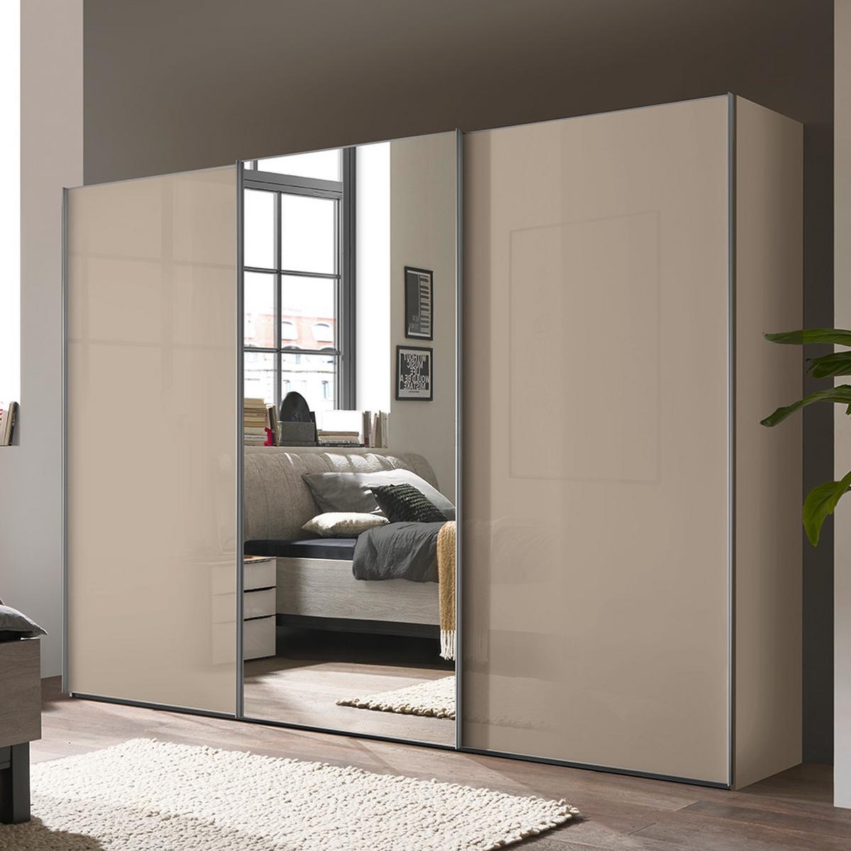 Šatní skříň LUMOS - pískové barvy/barvy hliníku, Konvenční, kov/kompozitní dřevo (249/222/68cm)