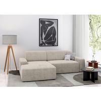 Ecksofa Wien, Creme S: 162x246 cm - Creme/Schwarz, MODERN, Textil (162/246cm) - Trendmanufaktur