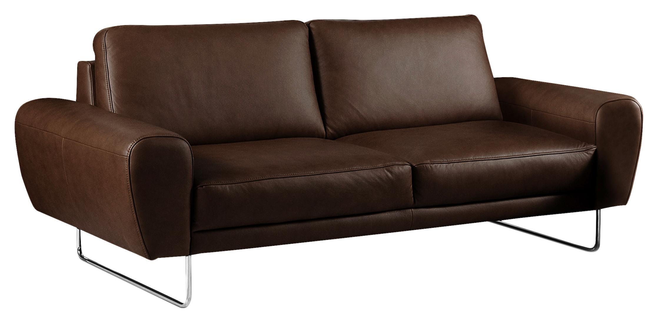 2-Sitzer-Sofa Spring Dunkelbraun Chrom B: 177 cm - Chromfarben/Dunkelbraun, Design, Leder (177/85/92cm) - Livetastic