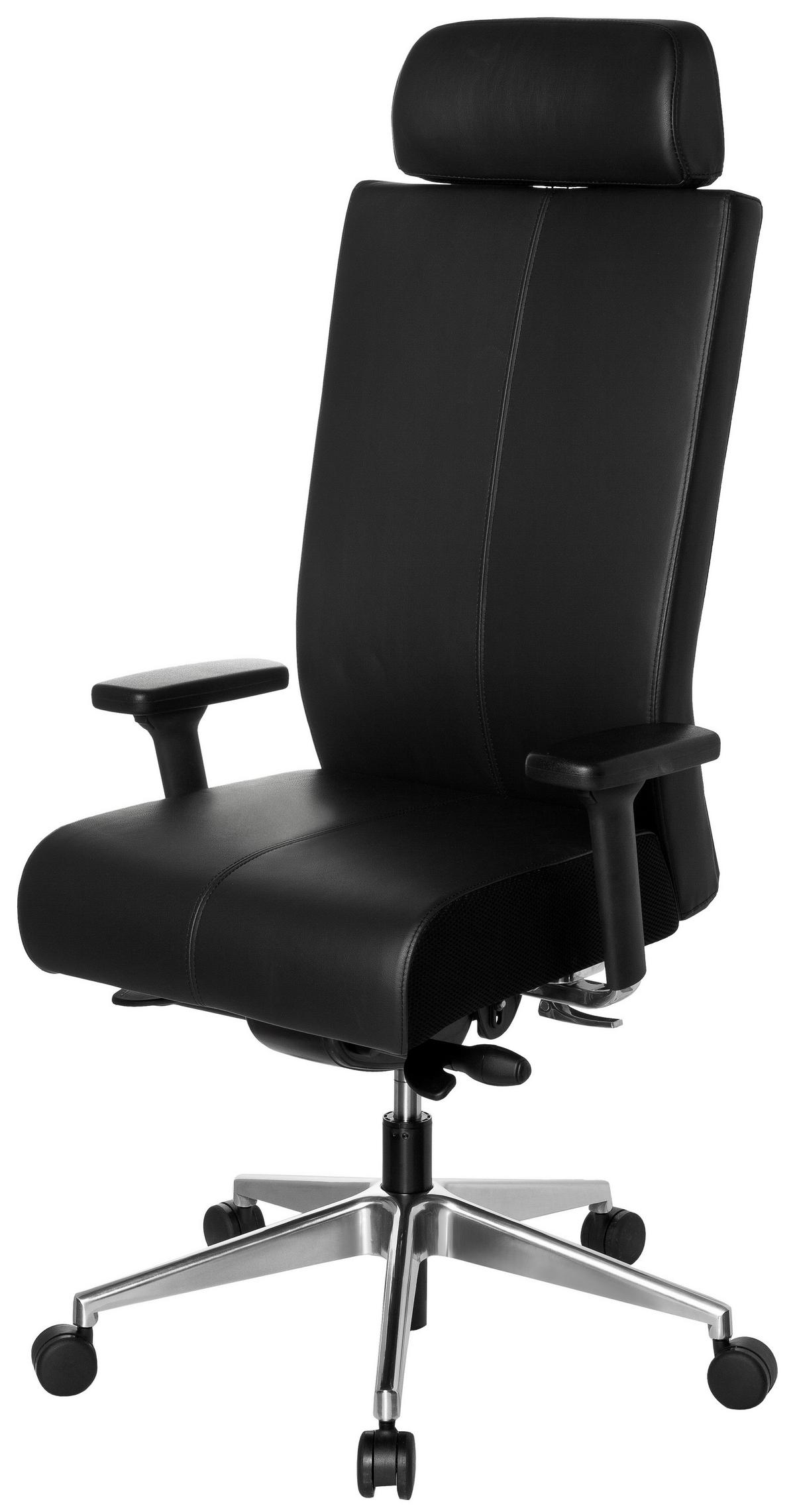 Drehstuhl Pro-Tec Xxl Schwarz - Silberfarben/Schwarz, MODERN, Leder/Kunststoff (59/138/49cm) - MID.YOU