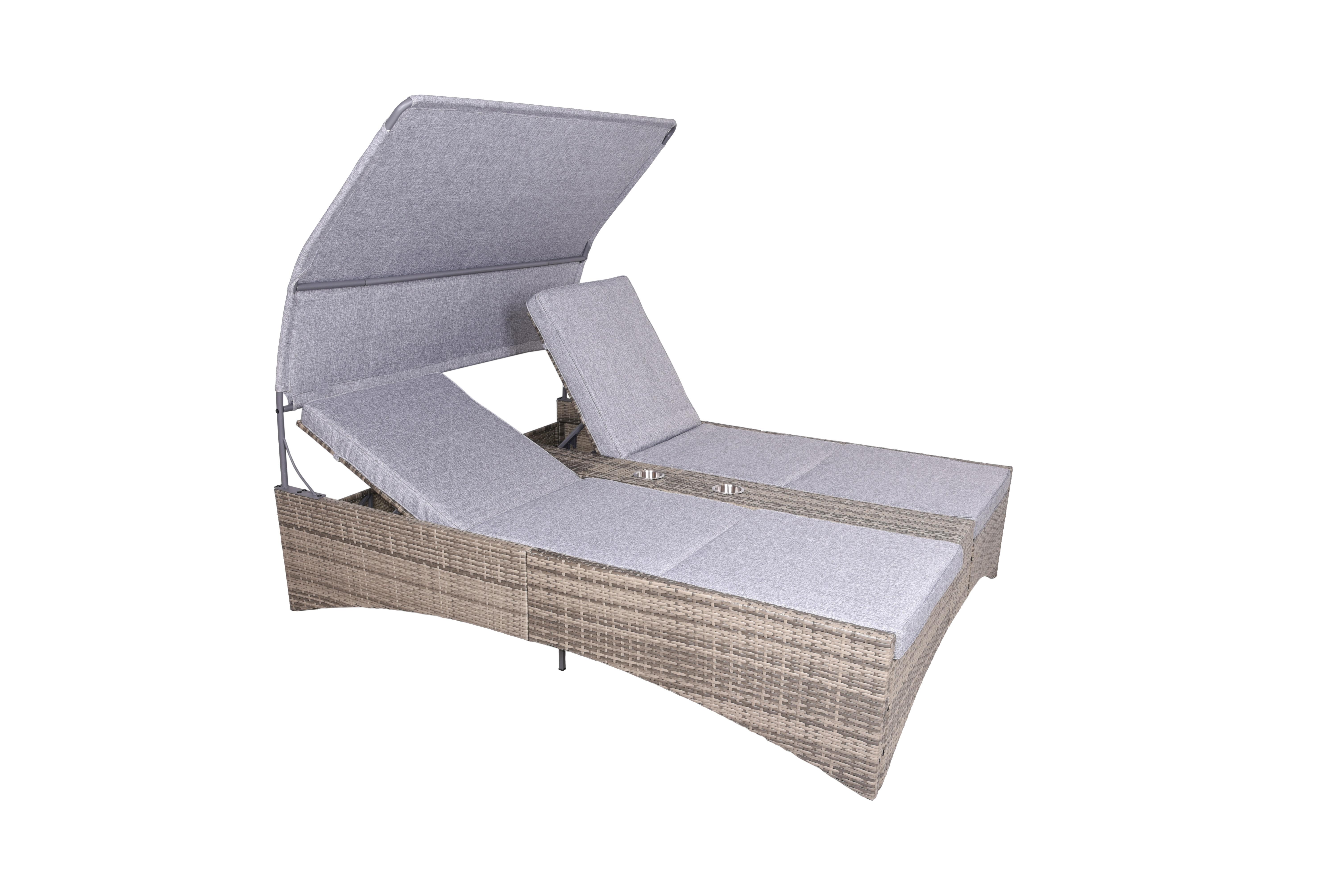 Doppelliege Pescara - Schwarz/Grau, Basics, Kunststoff/Textil (160/163/200cm) - Gardenson