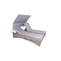 Doppelliege Pescara - Schwarz/Grau, Basics, Kunststoff/Textil (160/163/200cm) - Gardenson
