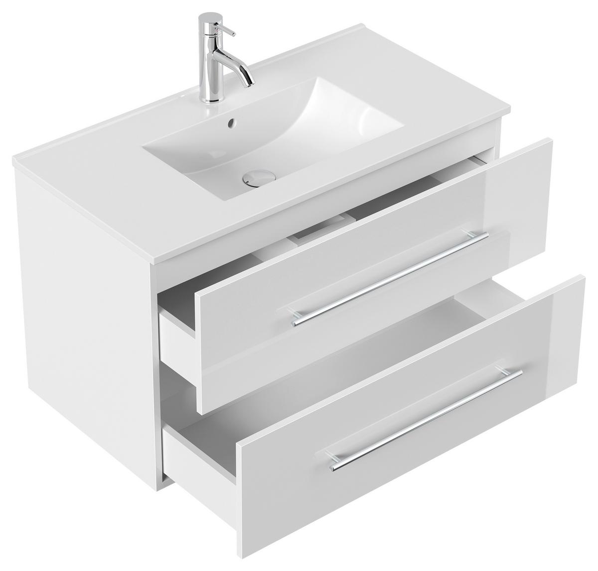 WASCHTISCHKOMBI Homeline, Weiß HG B: 91 cm - Weiß Hochglanz/Weiß, Basics, Keramik/Holzwerkstoff (91cm) - MID.YOU