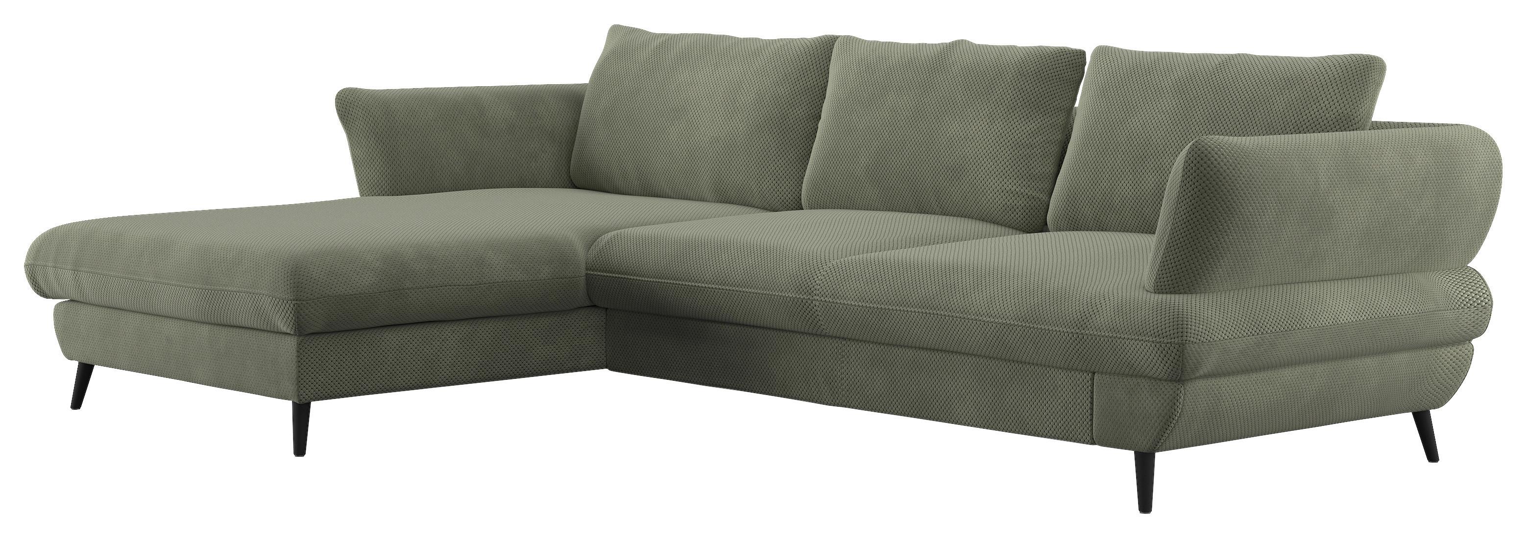 WOHNLANDSCHAFT Balou, Grün S: 181x281 cm - Schwarz/Grün, Design, Textil (181/281cm) - Livetastic
