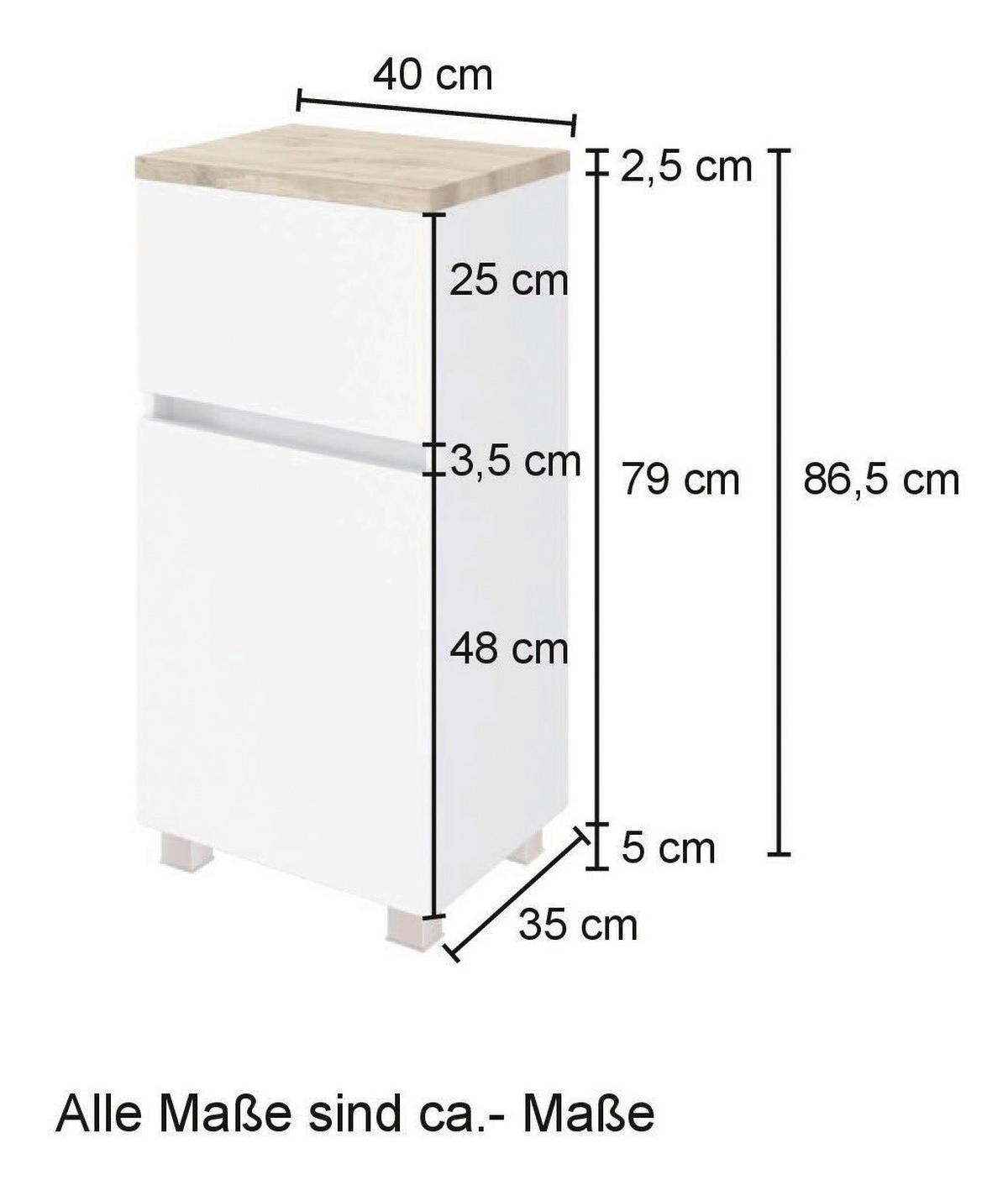 Unterschrank Pienza B: 40 cm Eiche Wotan Dekor - Silberfarben/Eiche Wotan, MODERN, Holzwerkstoff (40/81,5/35cm) - Held