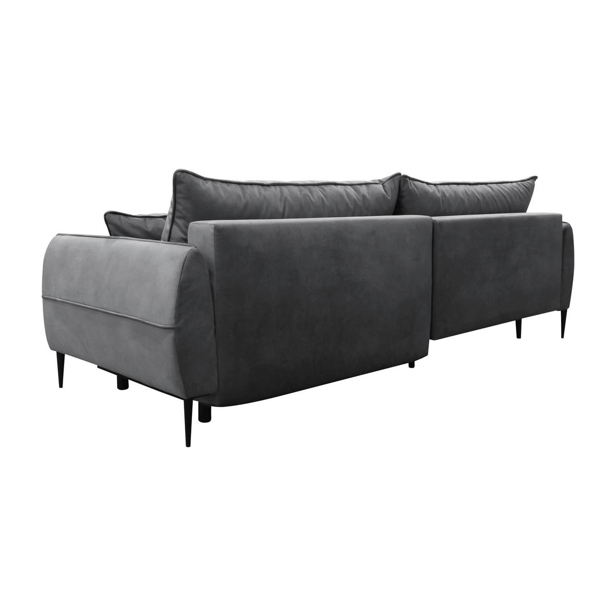 Ecksofa Mit Bettkasten Letto 189x260 Cm Velours Grau - Schwarz/Grau, Design, Textil (189/260cm) - MID.YOU