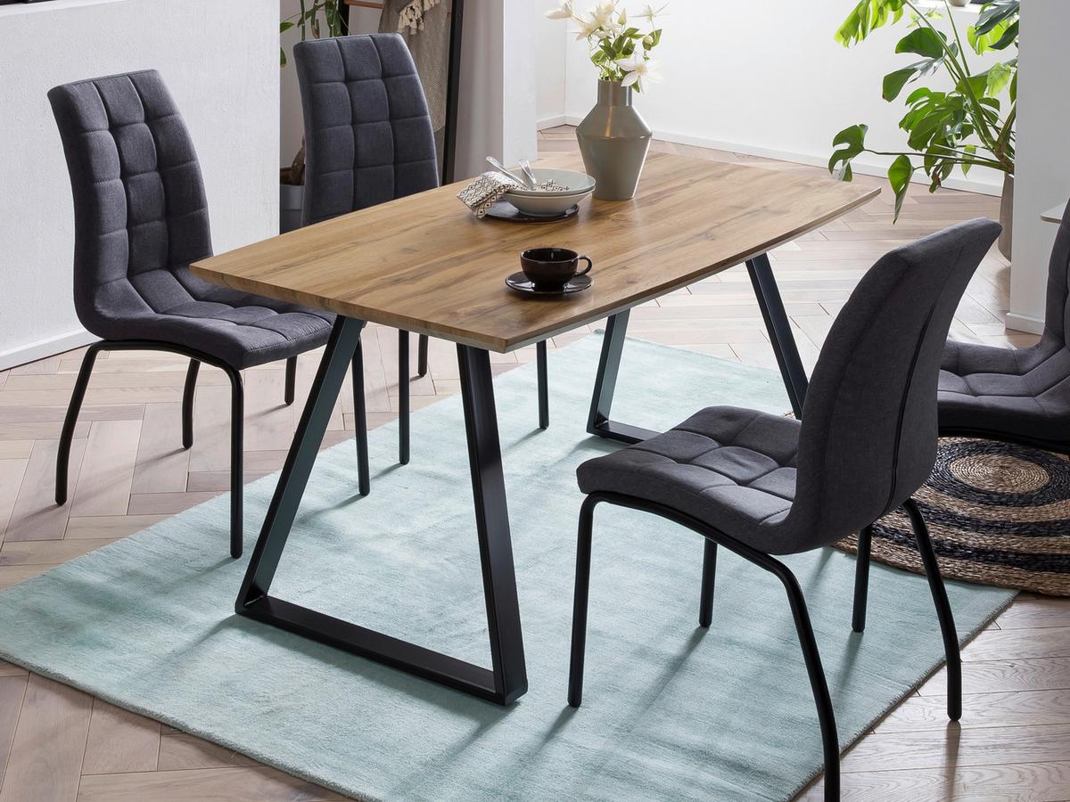 Esstisch 140x80 Eiche Dekor - Eichefarben/Schwarz, Design, Holzwerkstoff/Metall (140/80/75cm) - Livetastic