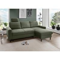 Eckschlafsofa Passione Dunkelgrün S: 234x147 cm - Dunkelgrün/Schwarz, MODERN, Textil (234/147cm) - Livetastic