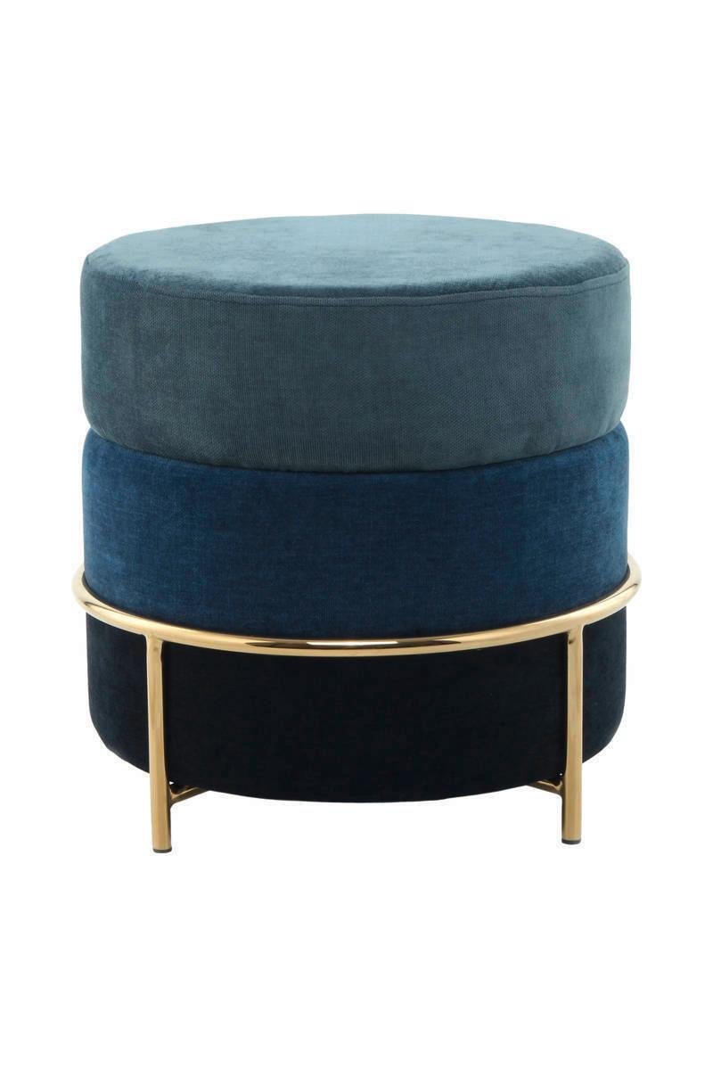 Hocker Pouf Struktur Blau H: 46 cm Rund