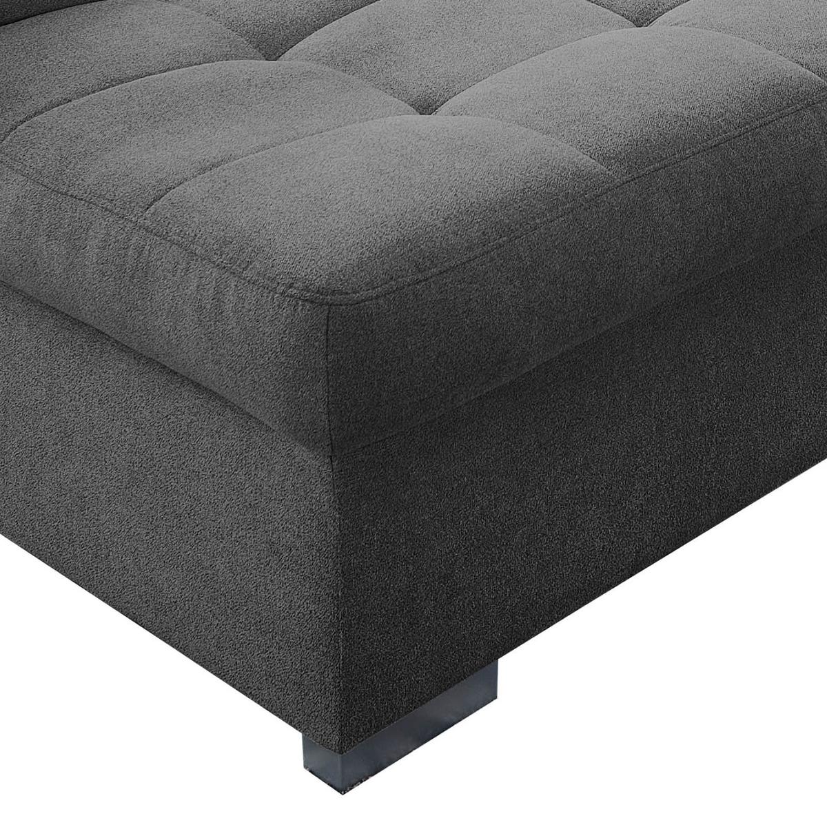 Wohnlandschaft Zira Mit Schlaffunktion Anthrazit - Chromfarben/Anthrazit, Design, Holz/Textil (169/330/212cm) - Livetastic