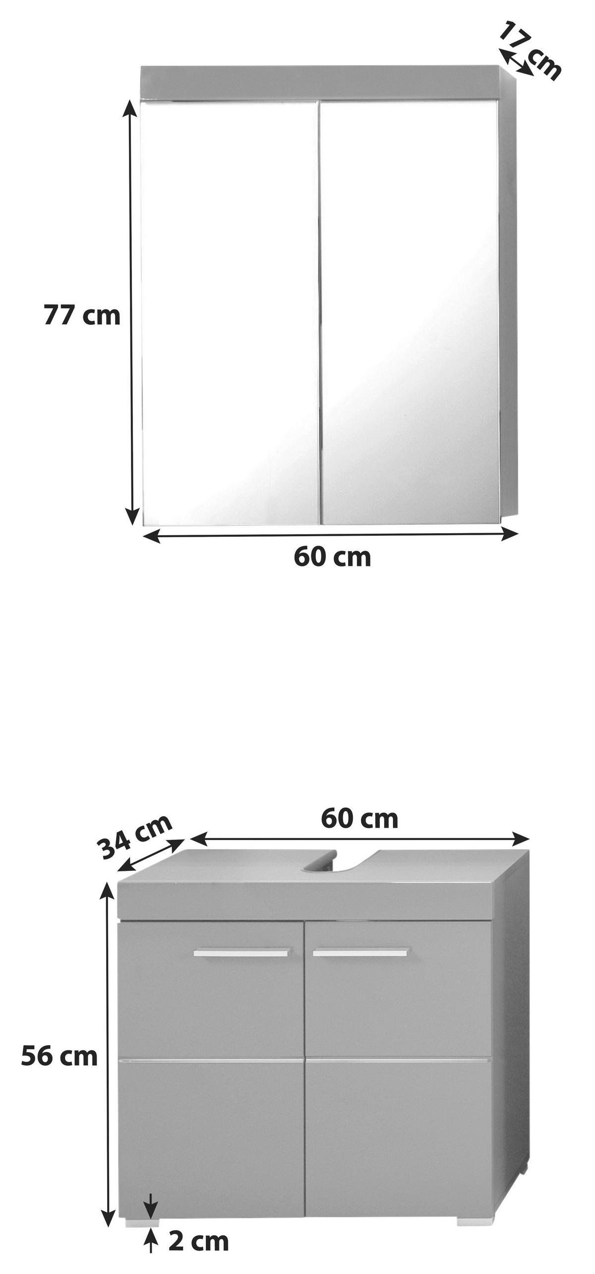 Badmöbel-set 2-tlg. Amanda B: 60 Cm Grau - Grau, MODERN, Holzwerkstoff (60cm) - MID.YOU