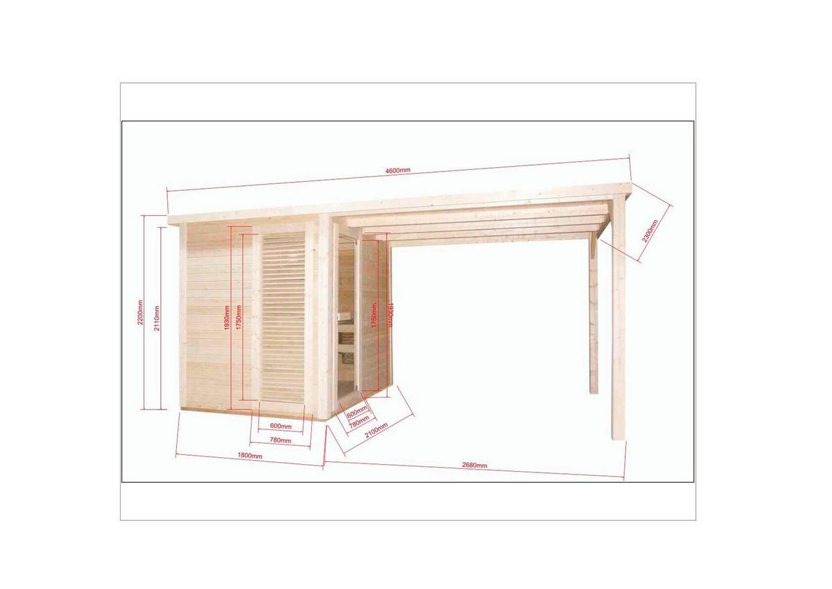 Sauna Rauma Naturfarben B: 230 cm - Naturfarben, KONVENTIONELL, Holz (460/230/219,5cm) - Sanotechnik