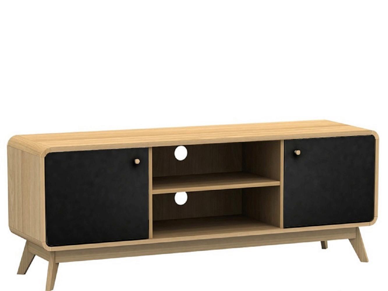 Lowboard Cassie Schwarz Eichefarben B: 140 cm - Eichefarben/Schwarz, Design, Holz/Holzwerkstoff (140/53/39cm) - MID.YOU