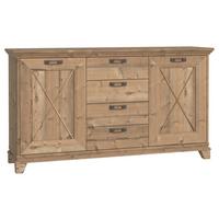 KOMODA NEPAL - barvy smrku/barvy stříbra, Konvenční, kov/kompozitní dřevo (175/97/45cm)