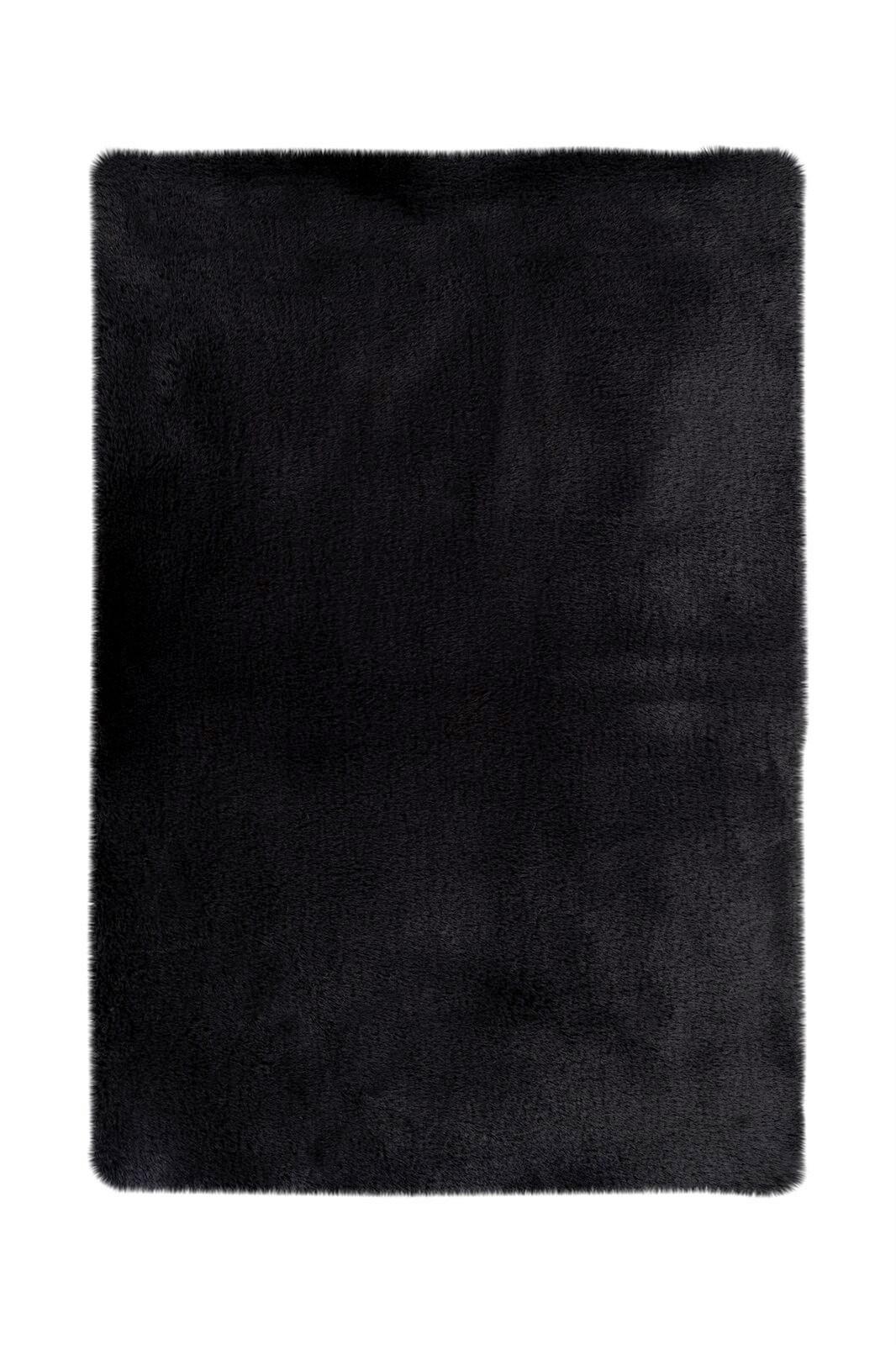 Hochflorteppich Rabbit Schwarz, 50x90 cm - Schwarz, KONVENTIONELL (50/90cm) - Kayoom