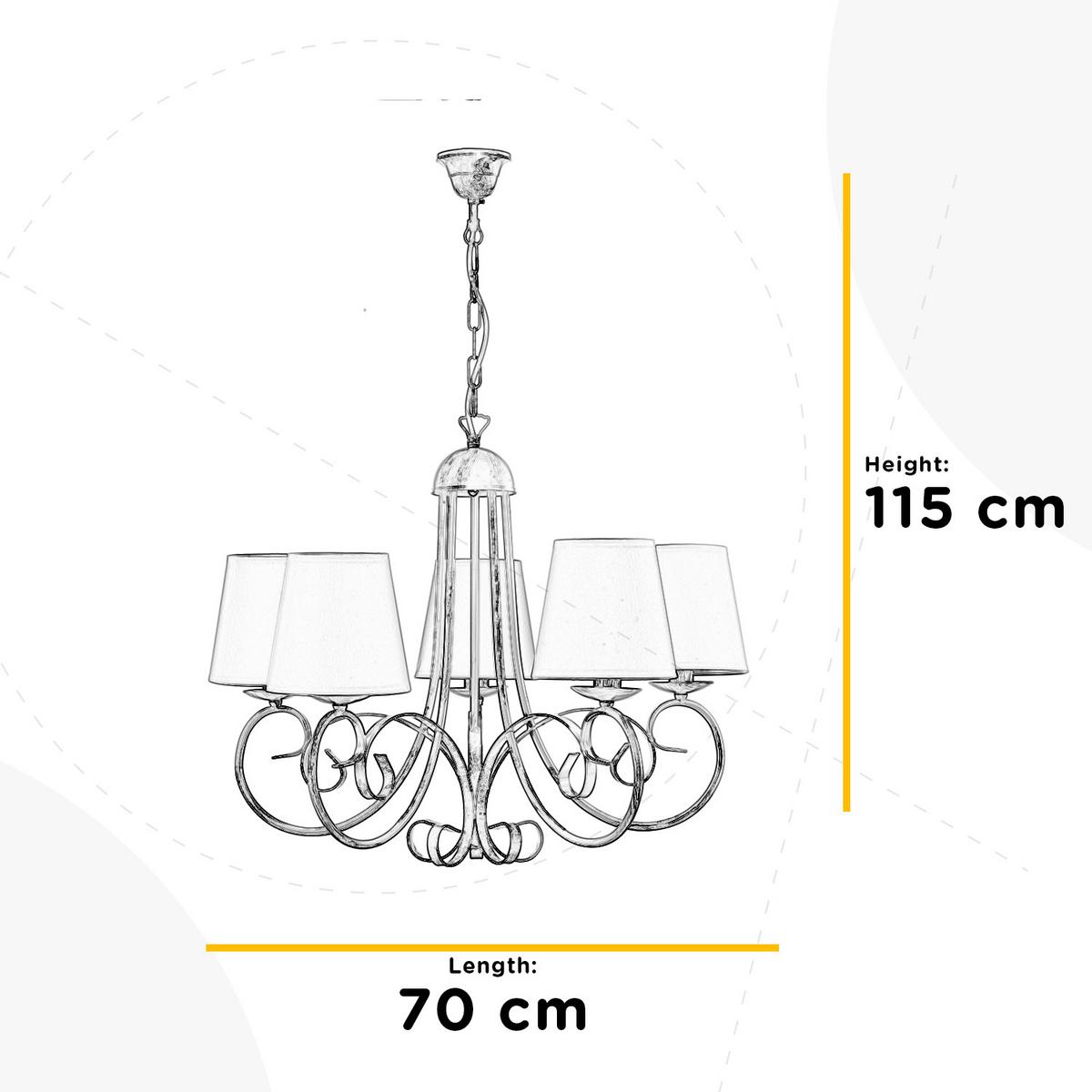Kronleuchter 4885/5p - Weiß, KONVENTIONELL, Textil/Metall (70/115cm)