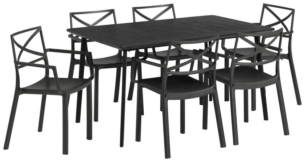 Gartentisch Metalea Table Metall L: 146 cm - Schwarz, Basics, Kunststoff/Metall (146/75/87cm) - Keter