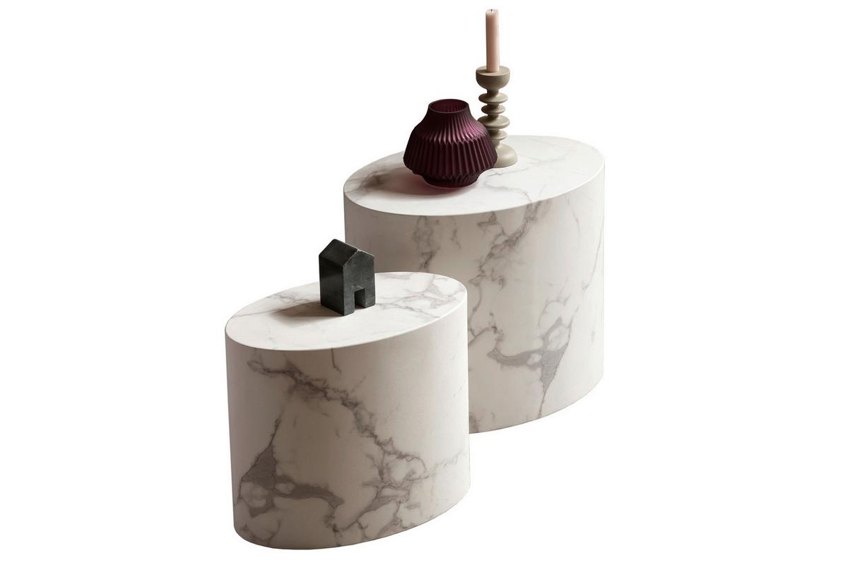 Couchtischset Weiß 2-Teilig - Weiß, Design, Holzwerkstoff (48-40/33-24,5/40-33cm) - Livetastic