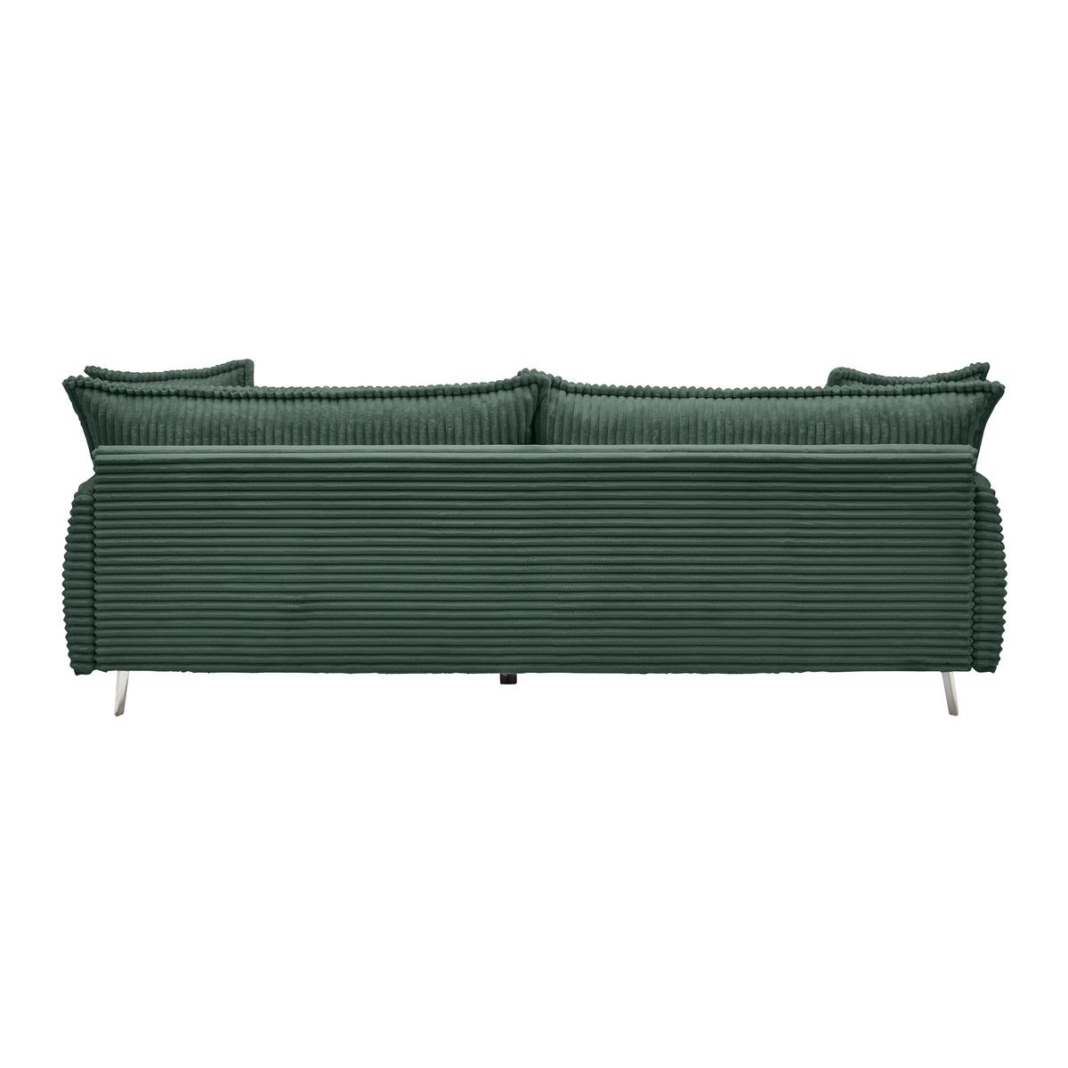 Velká pohovka KISS, tmavě zelený manšestr - černá/tmavě zelená, Moderní, kov (241/90/117cm) - Mömax