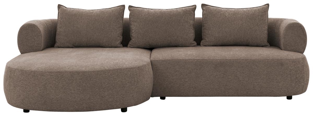 Ecksofa Ferro Braun S: 156x256 cm - Schwarz/Braun, Design, Textil (156/256cm) - Livetastic