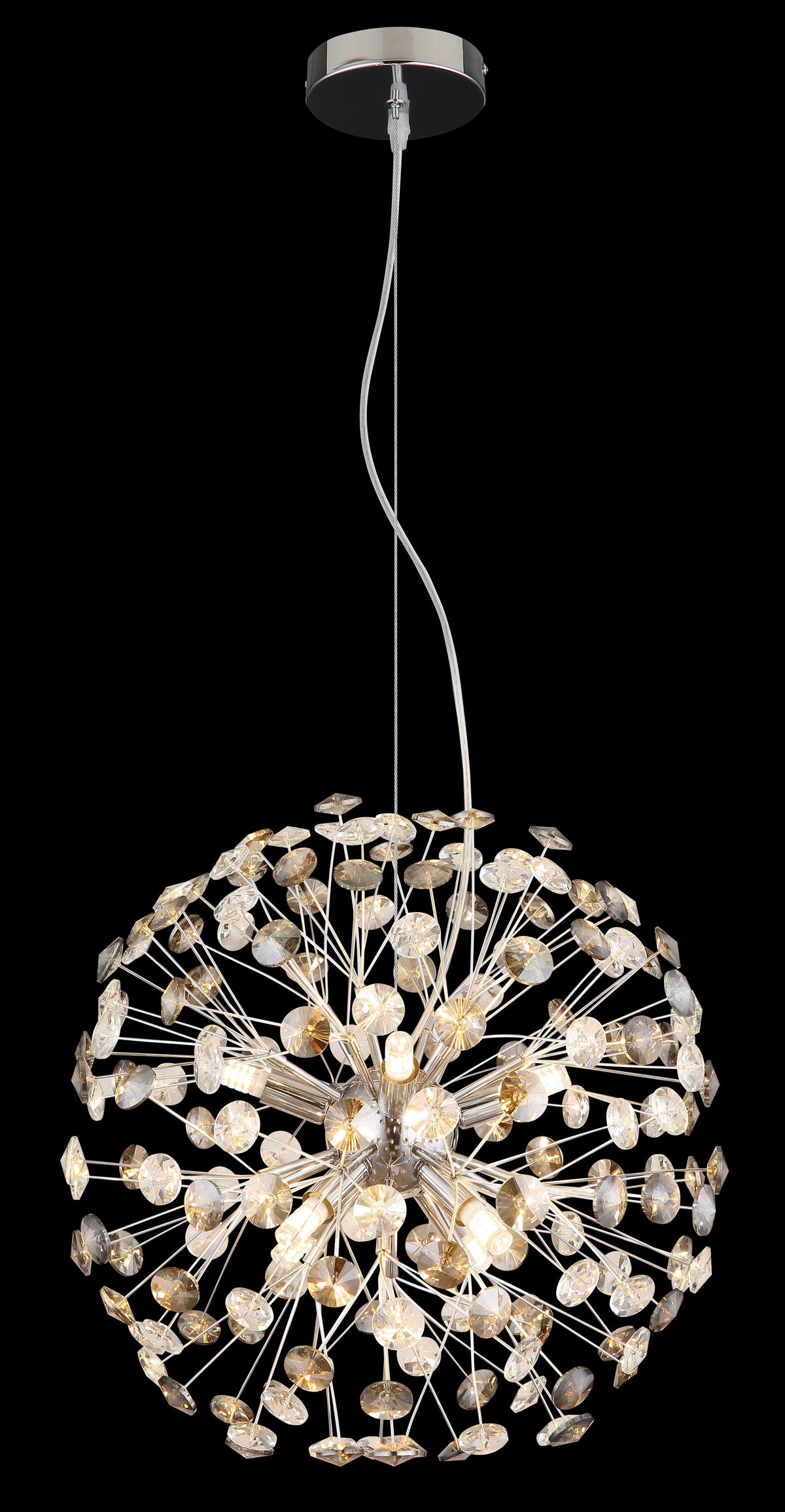 Kristály Függőlámpa 64135h1c  Katrina - krómszínű/áttetsző, Lifestyle, műanyag/üveg (40/150cm) - Globo