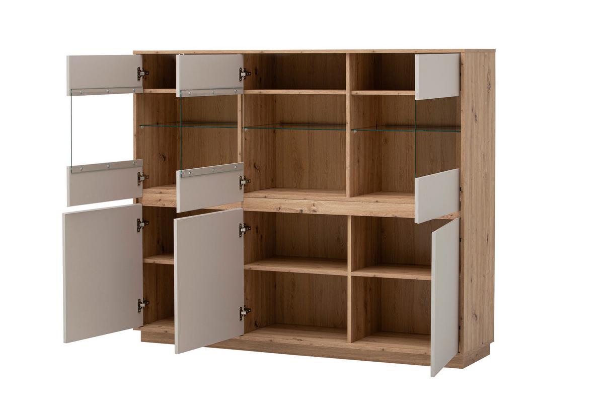 Highboard Sonora Kashmir/Eiche B: 164cm - Kaschmir/Eiche Artisan, Design, Glas/Holzwerkstoff (164/138/40cm) - MID.YOU
