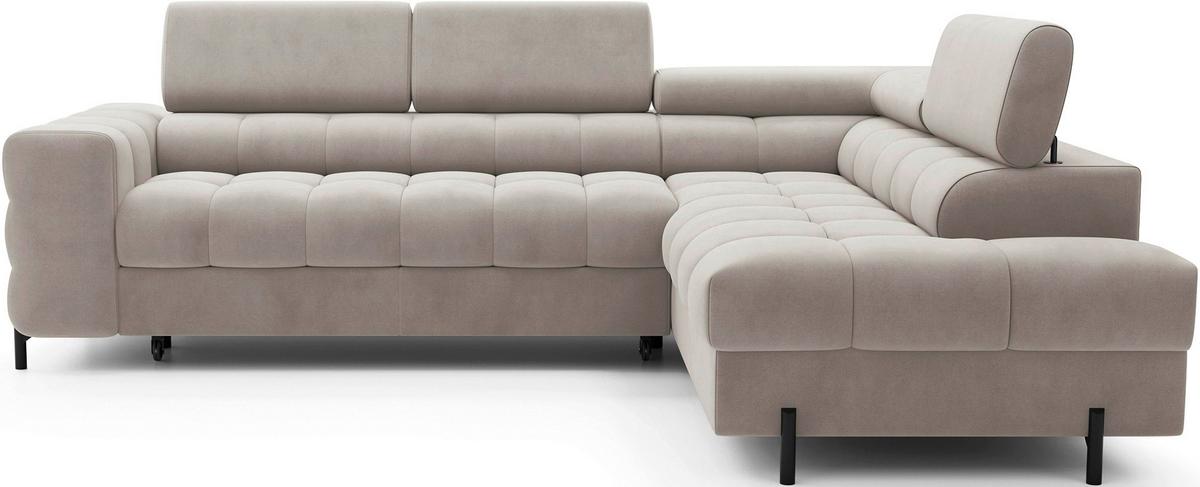 Ecksofa Ferucce Beige S: 276x200 Cm - Beige/Schwarz, Design, Textil (276/200cm) - MID.YOU