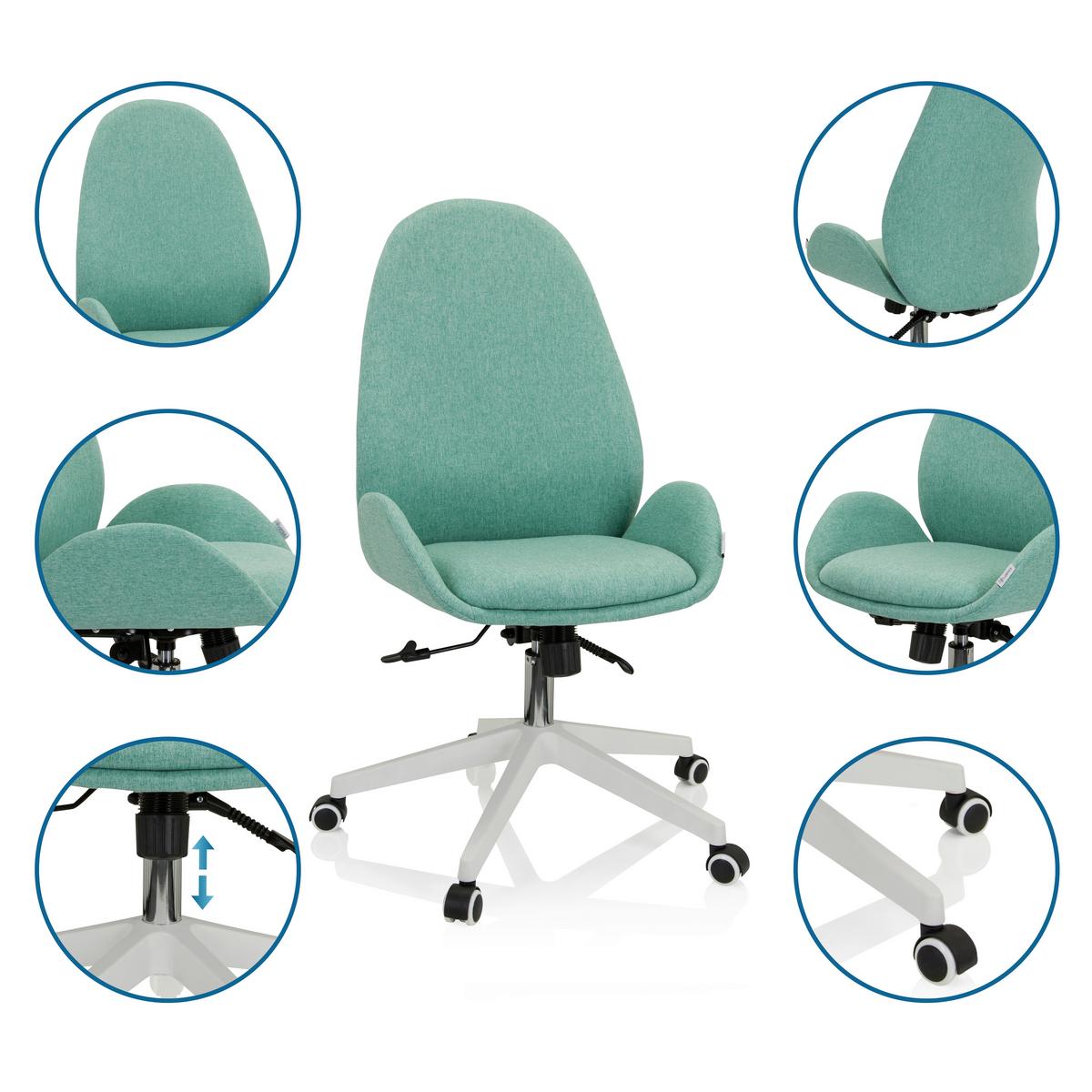 Drehstuhl Avea i mit Wippfunktion Mintgrün - Weiß/Mintgrün, Basics, Kunststoff/Textil (56/104/58cm) - MID.YOU