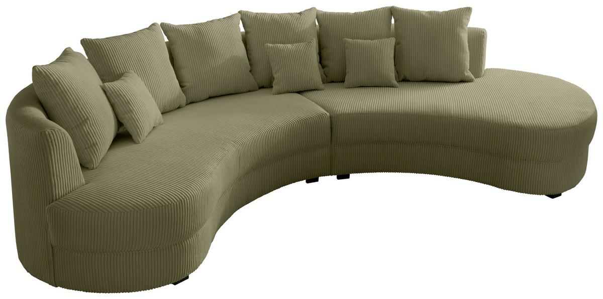 Wohnlandschaft Limoncello Olivgrün S: 300x160 cm - Schwarz/Olivgrün, Design, Textil (300/160cm) - Livetastic