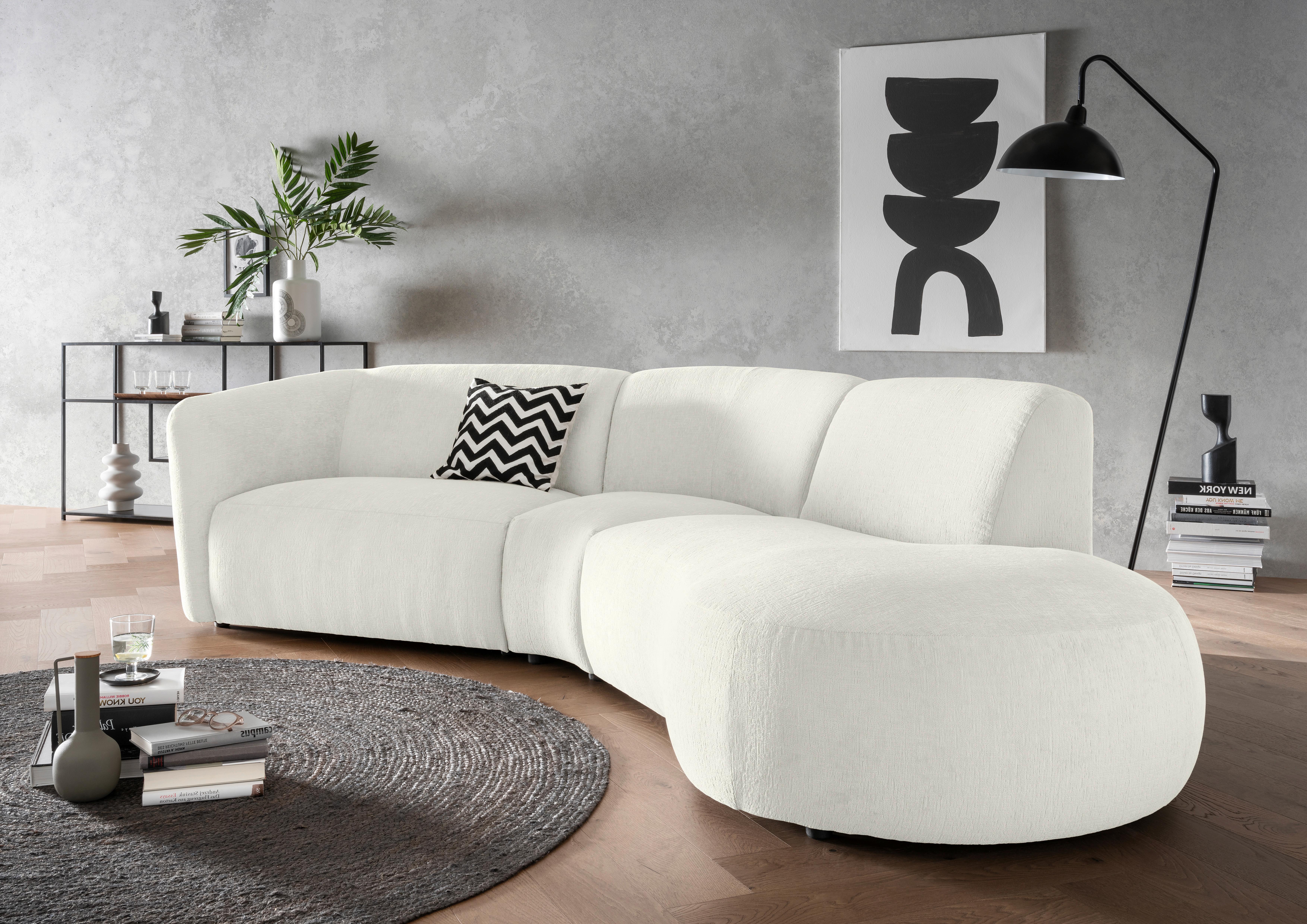 Ecksofa Jesi, Weiß S: 276x182 Cm - Schwarz/Weiß, MODERN, Textil (276/182cm) - Livetastic