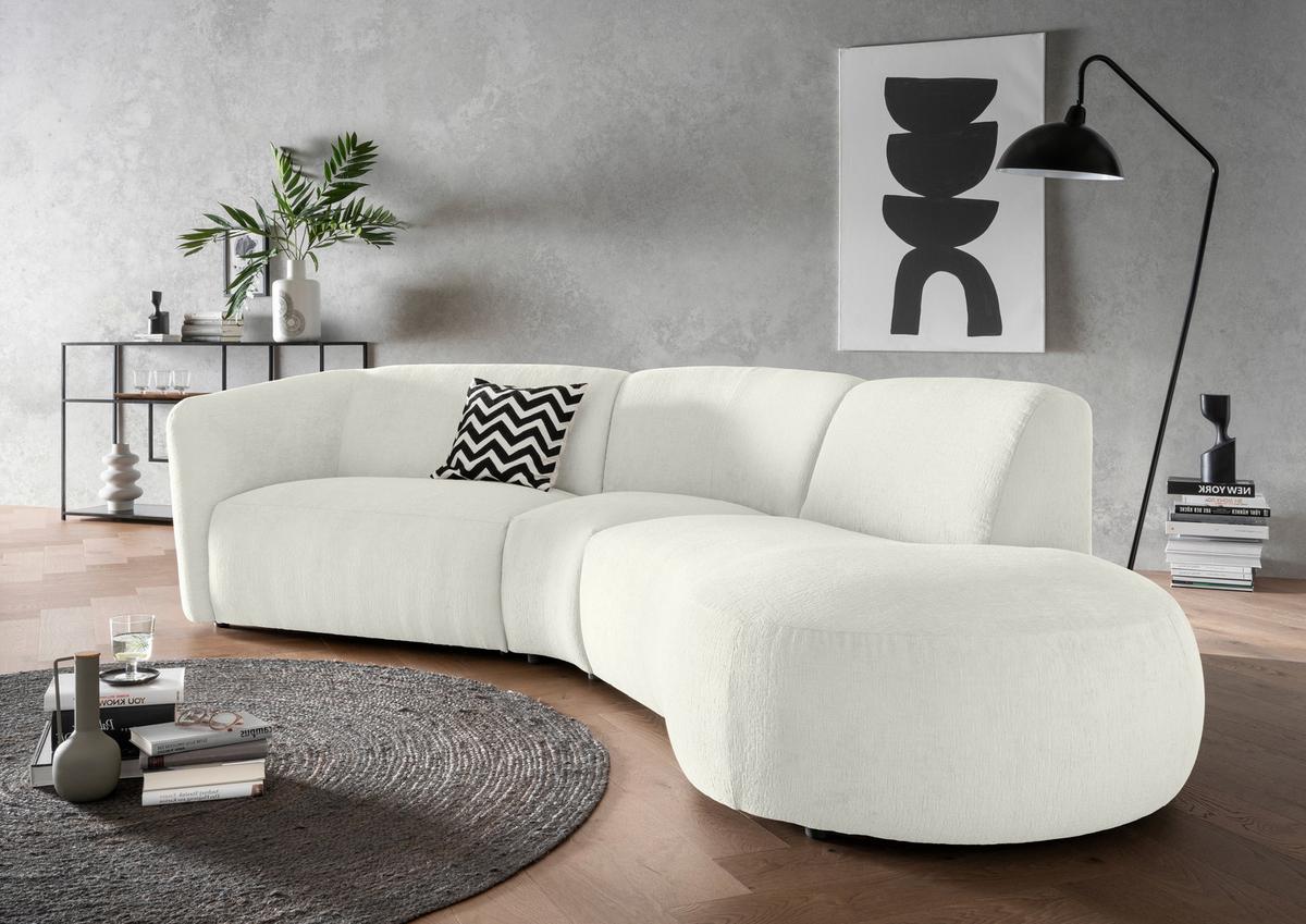 Ecksofa Jesi, Weiß S: 276x182 Cm - Schwarz/Weiß, MODERN, Textil (276/182cm) - Livetastic