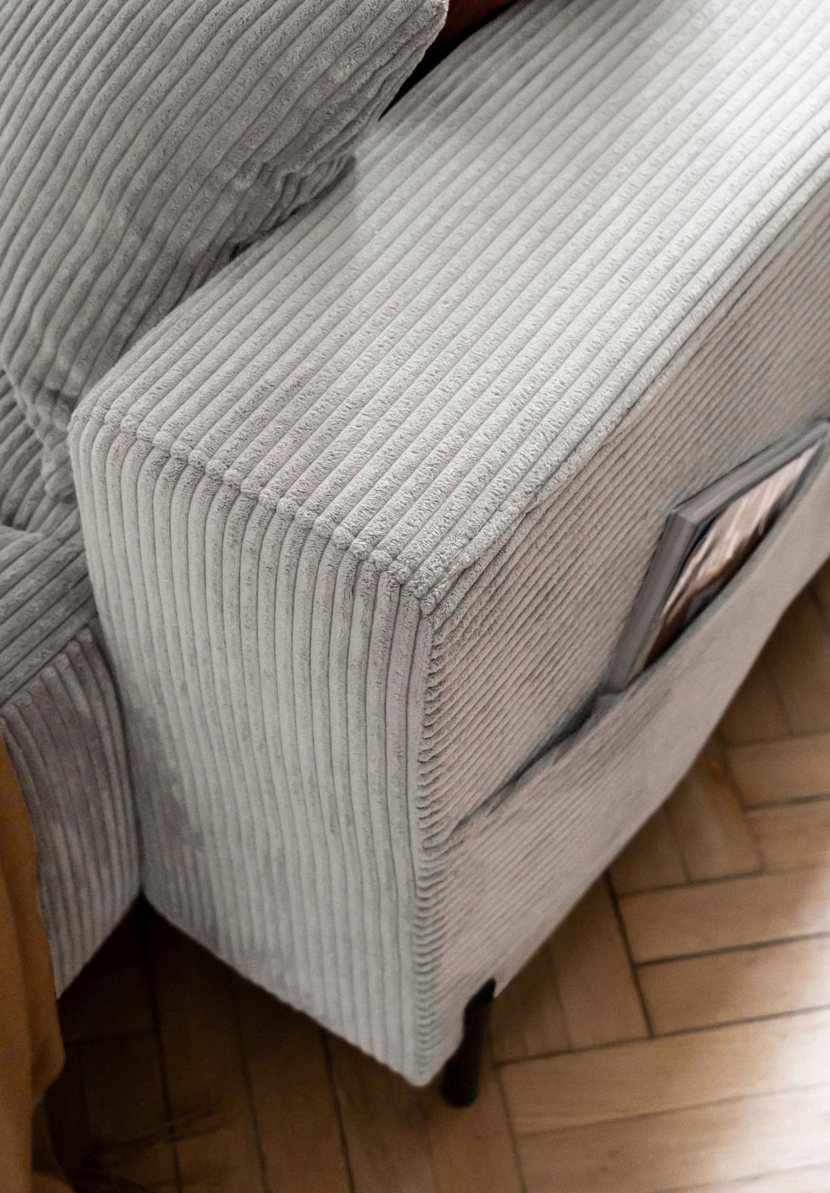 Sedací souprava CÉLINE U, levá, béžový manšestr - černá/béžová, kov/textil (192/330/165cm) - MID.YOU