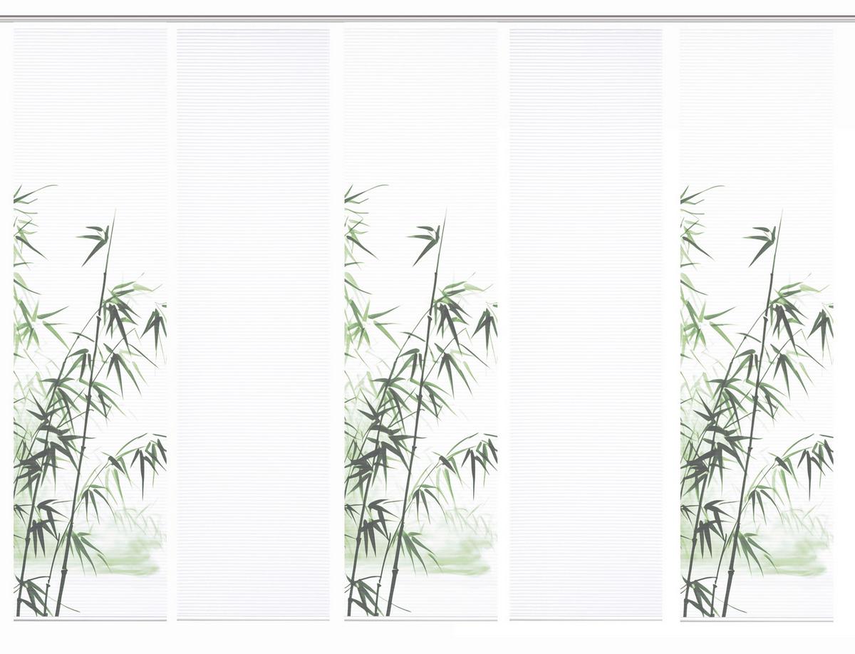 Flächenvorhang Rufus 5er Set - Weiß/Grün, Natur, Textil (60/245cm)