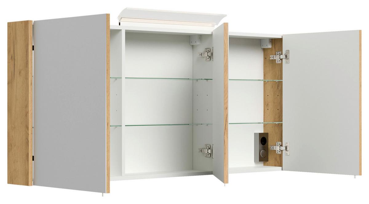 Spiegelschrank Eiche Dekor B: 140 cm - Eichefarben, MODERN, Glas/Holzwerkstoff (140/62/17cm) - MID.YOU