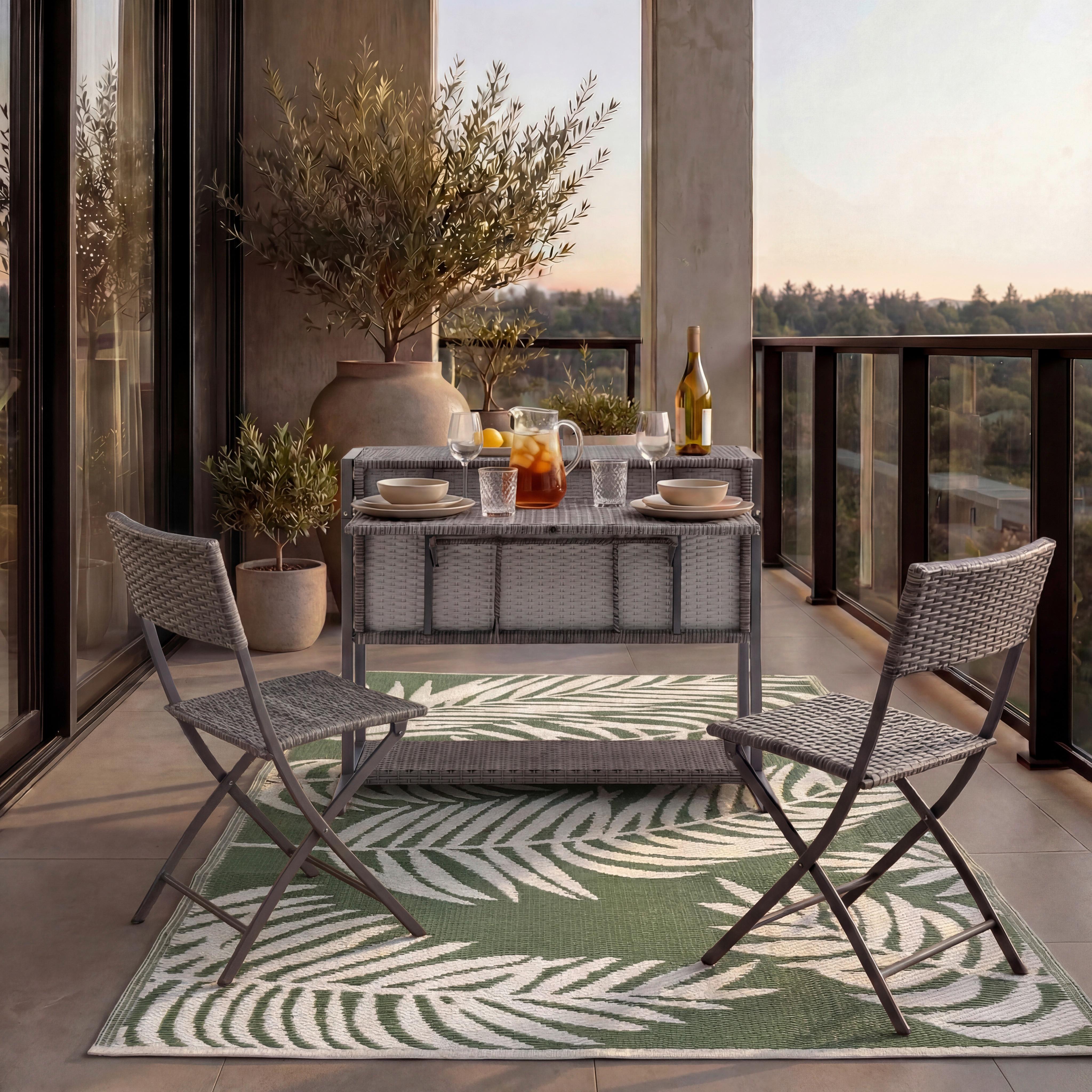 Sada na balkon MARIO šedá/tm.šedá - šedá/světle šedá, Moderní, kov/textil (110/86,5/80cm) - Bessagi Garden