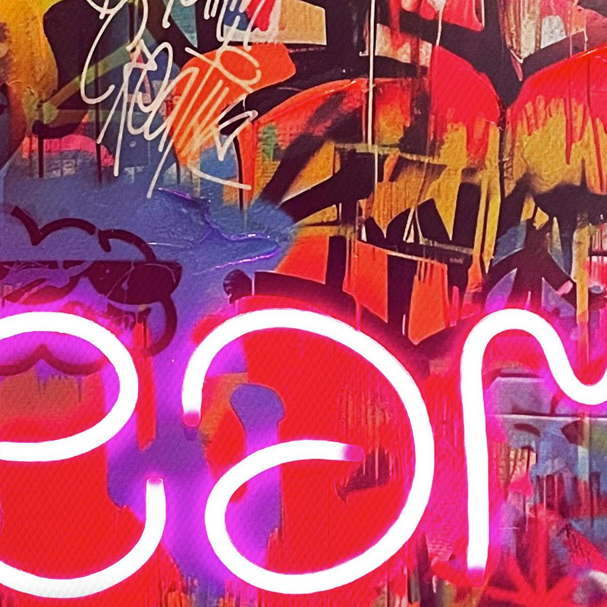 LED-Bild Neon Black Dream - Multicolor/Schwarz, Basics, Holzwerkstoff/Kunststoff (70cm)