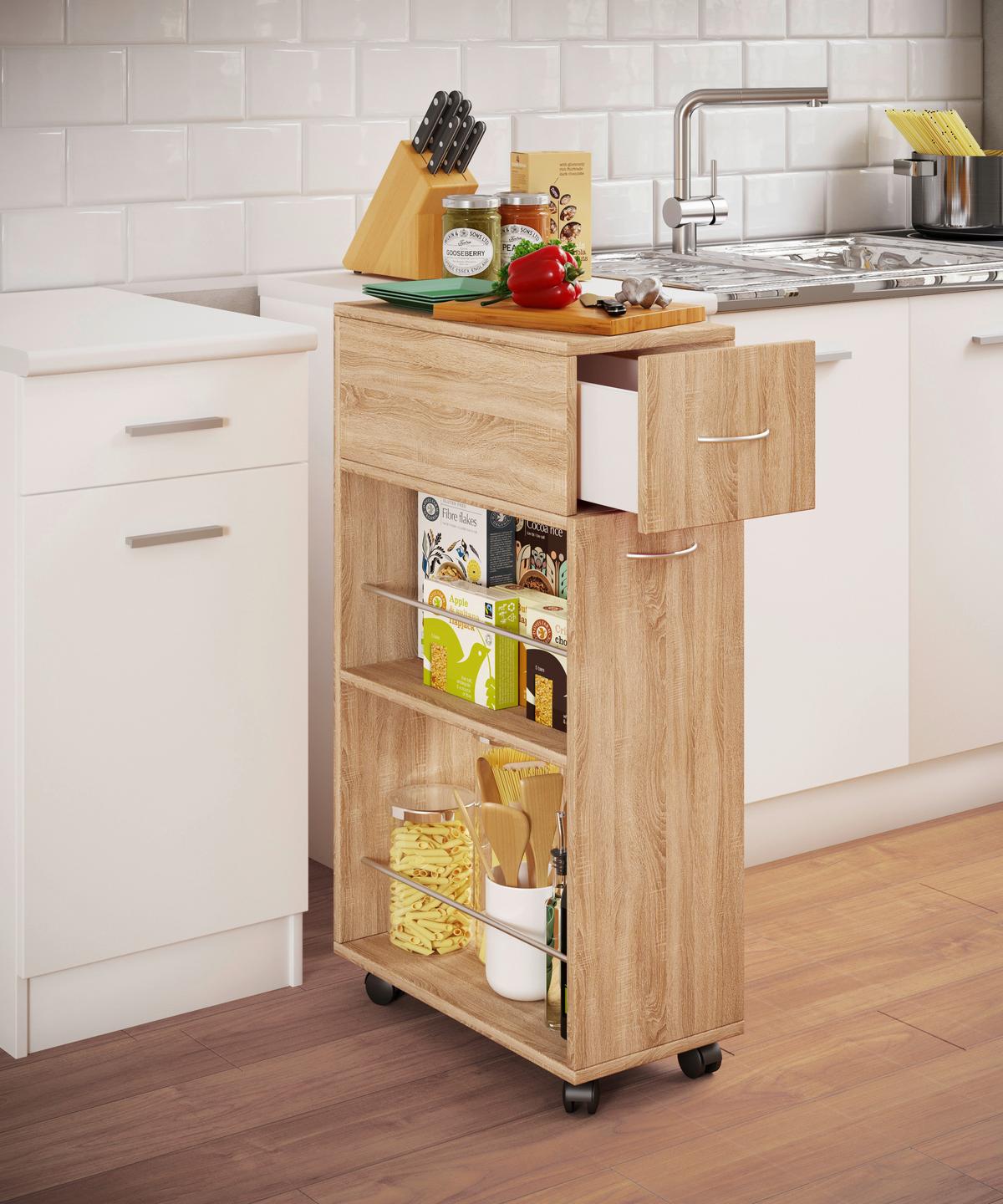 Allzweckwagen Tusal Sb - Sonoma Eiche, Design, Holzwerkstoff/Kunststoff (25/50/85cm) - MID.YOU