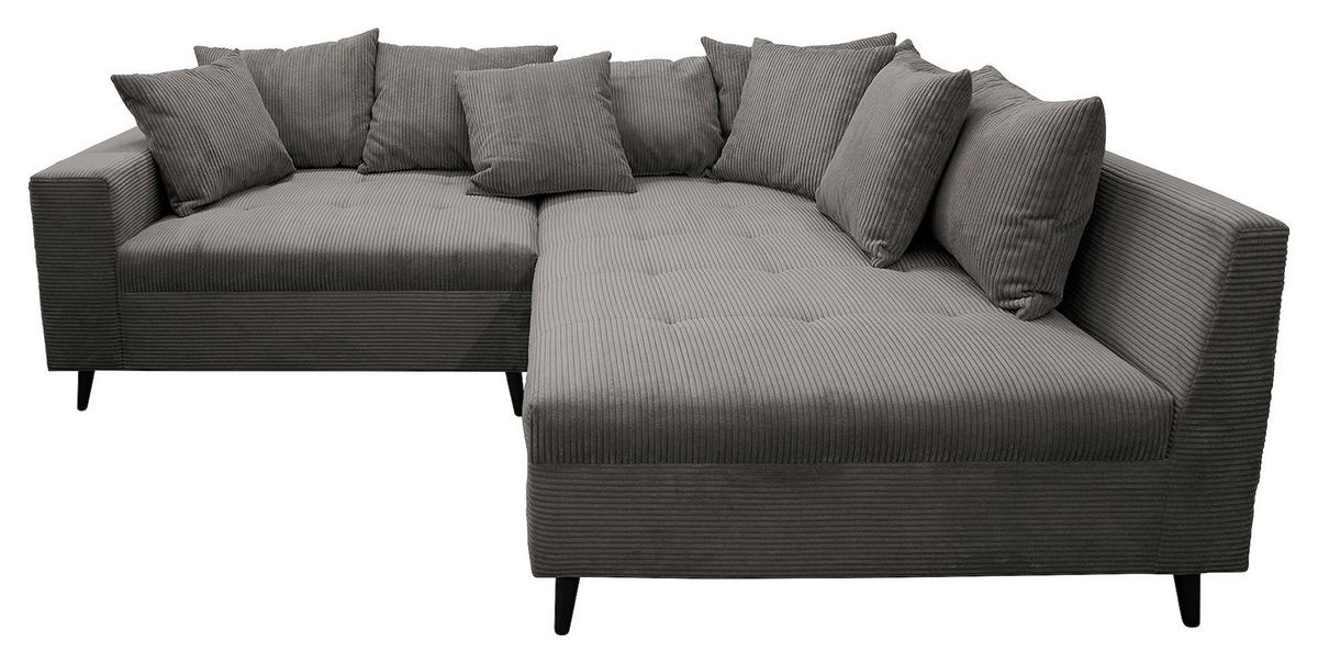 Ecksofa Pruno, Grau S: 247x174 Cm - Schwarz/Grau, Design, Textil (247/174cm) - MID.YOU