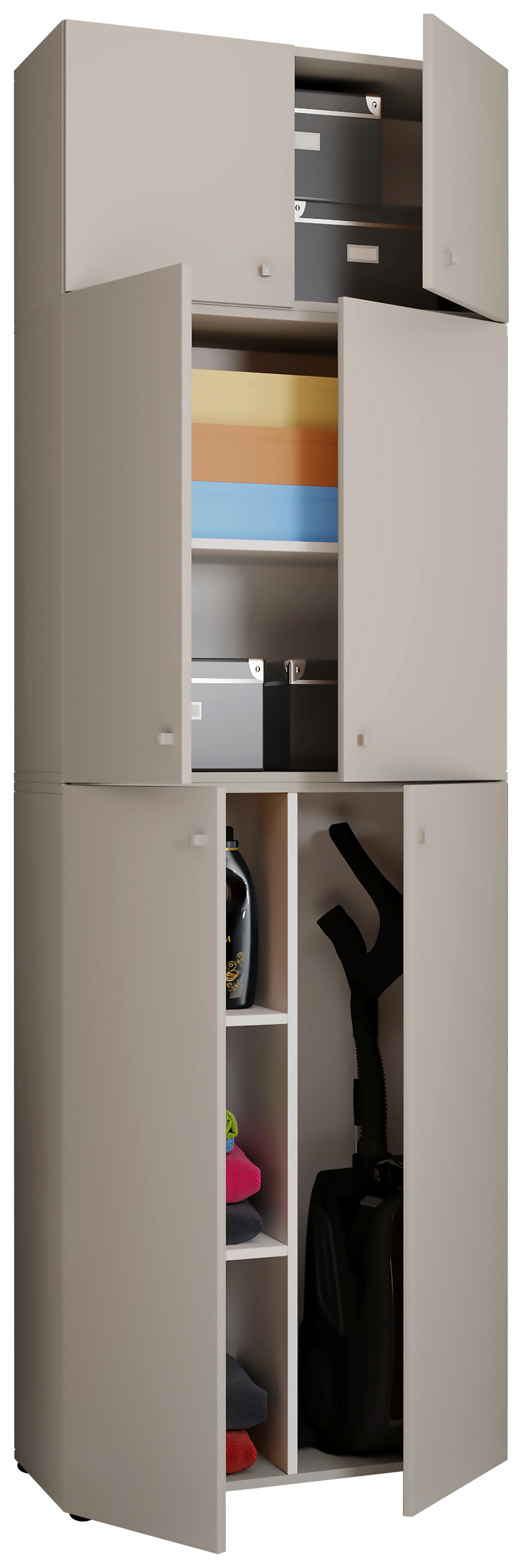 Mehrzweckschrank Lona Xxl Grau Stehend Bxh: 70/223 Cm - Schwarz/Grau, MODERN, Holzwerkstoff (70/223/39cm) - MID.YOU