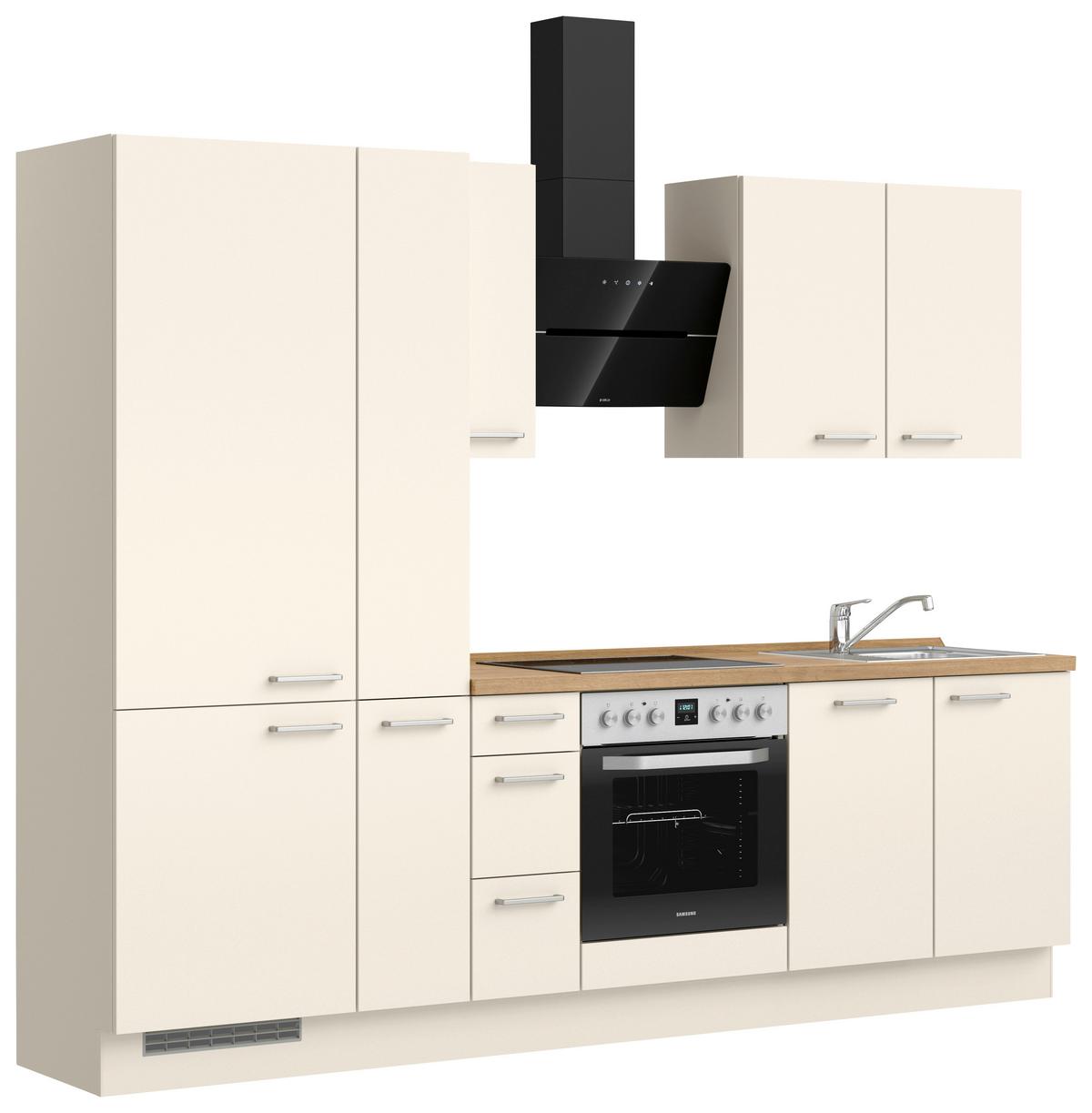 Kuchyňská linka 270 cm, magnólia supermatná - barvy dubu/magnolie, Moderní, kov/kompozitní dřevo (270cm) - Nobilia