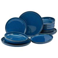 Tafelservice Keramik 4 Personen Geschirr Set - Blau/Braun, Basics, Keramik - Creatable