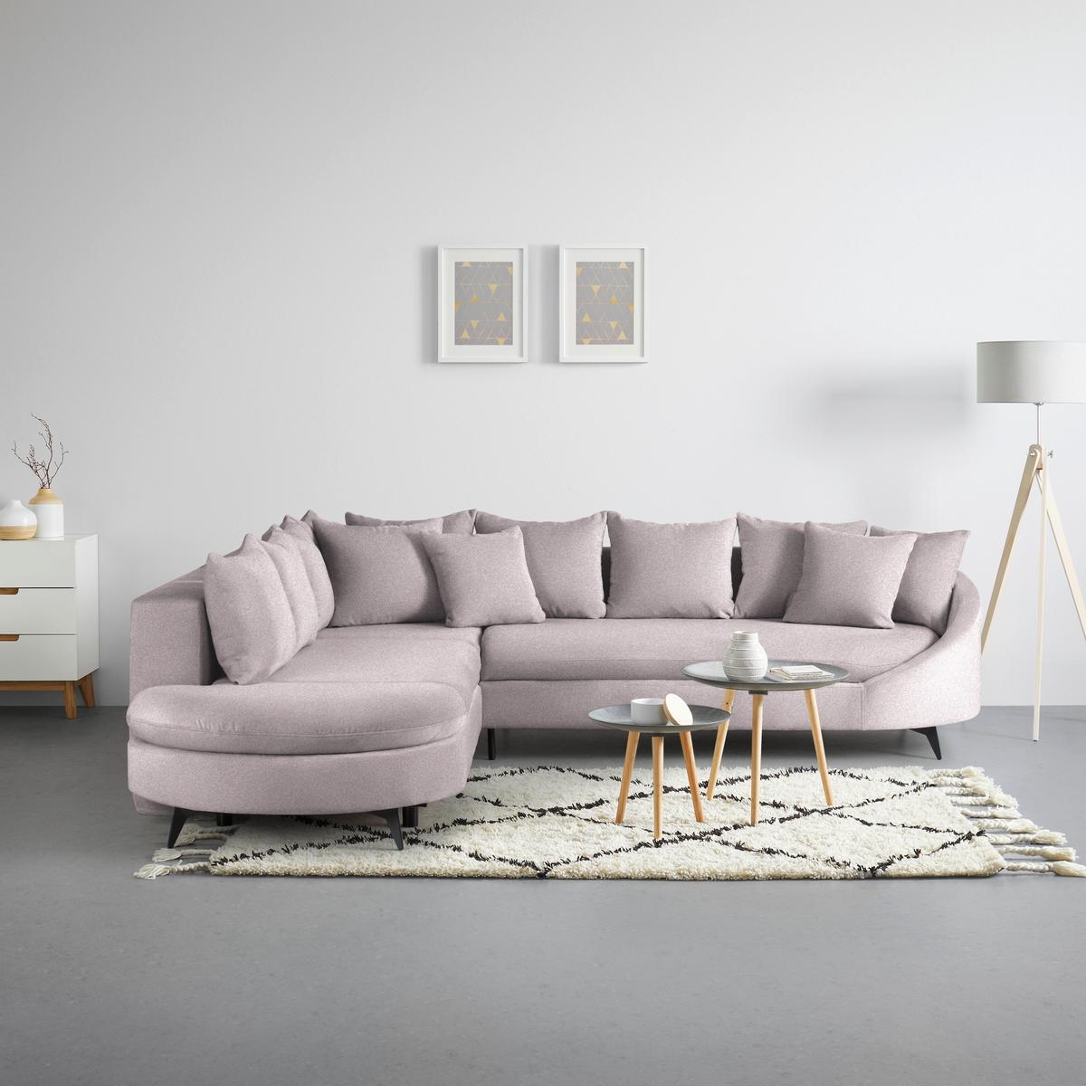 Rohová sedačka AXEL, ľavá, orgovánová tkanina - orgovánová/čierna, Modern, kov/textil (250/87/291cm) - Mömax