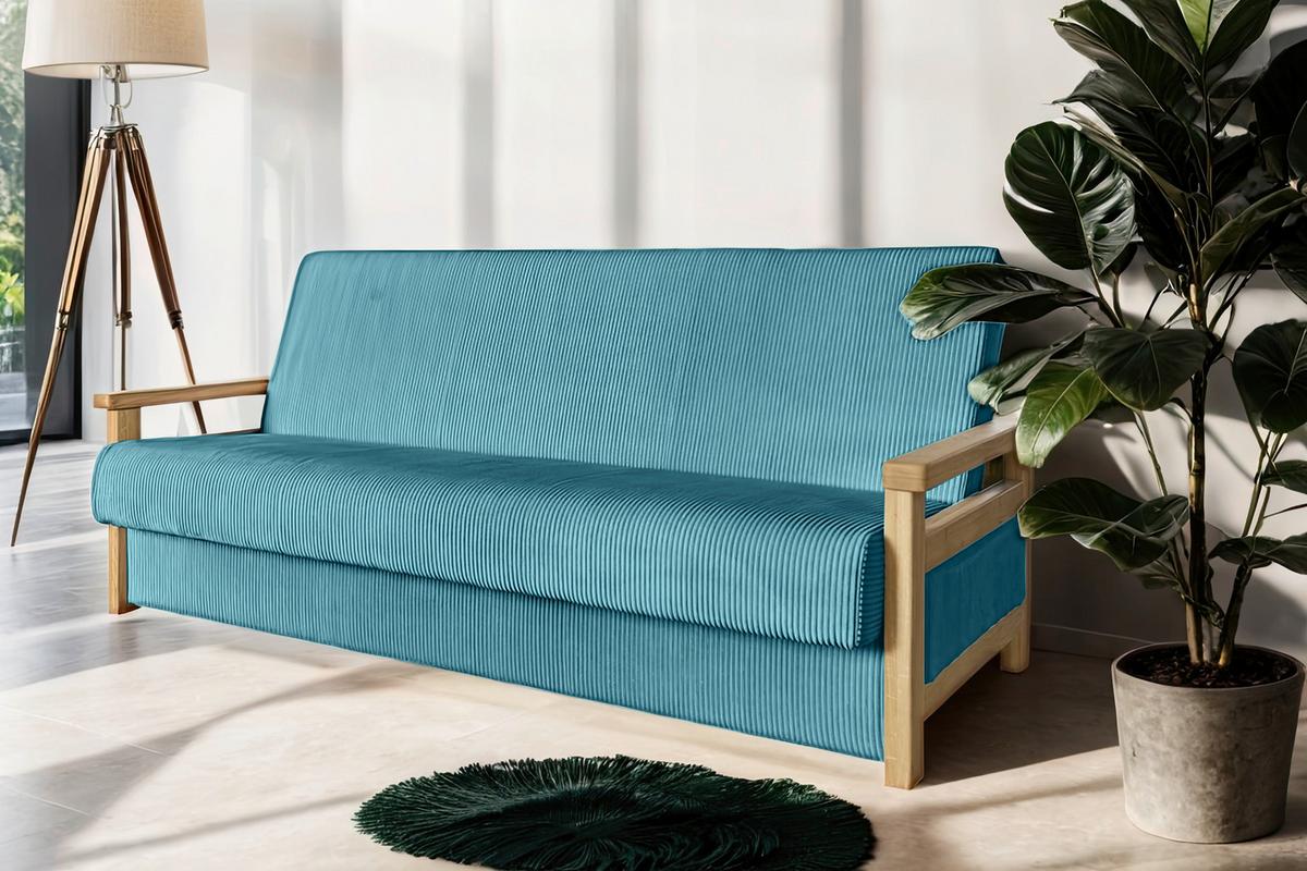 Schlafsofa Malaga Hellblau B: 220cm - Naturfarben/Hellblau, Design, Holz/Textil (220/90/90cm) - P & B