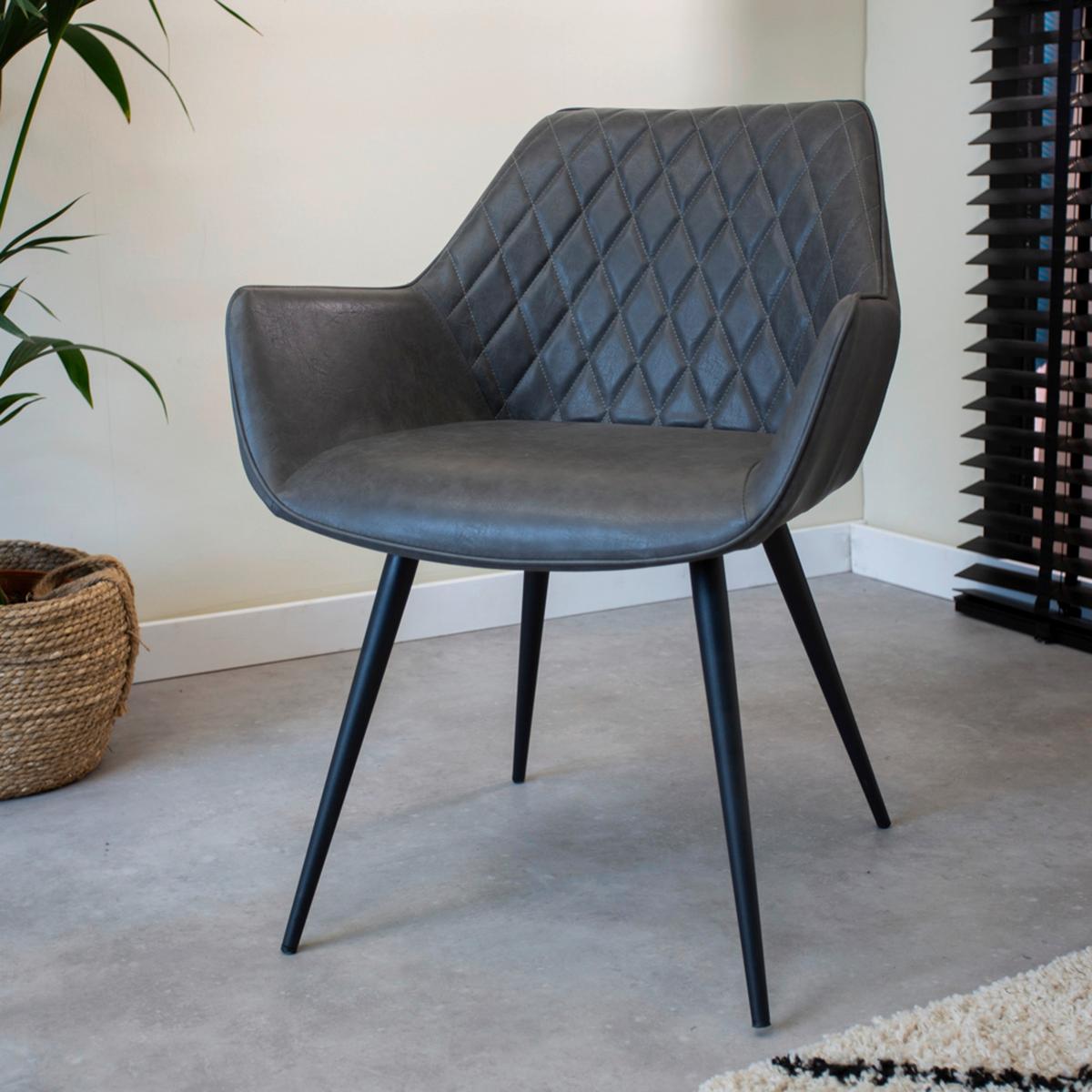 Stuhl-Set Cose - Anthrazit/Schwarz, KONVENTIONELL, Textil/Metall (62/83/60cm) - MID.YOU